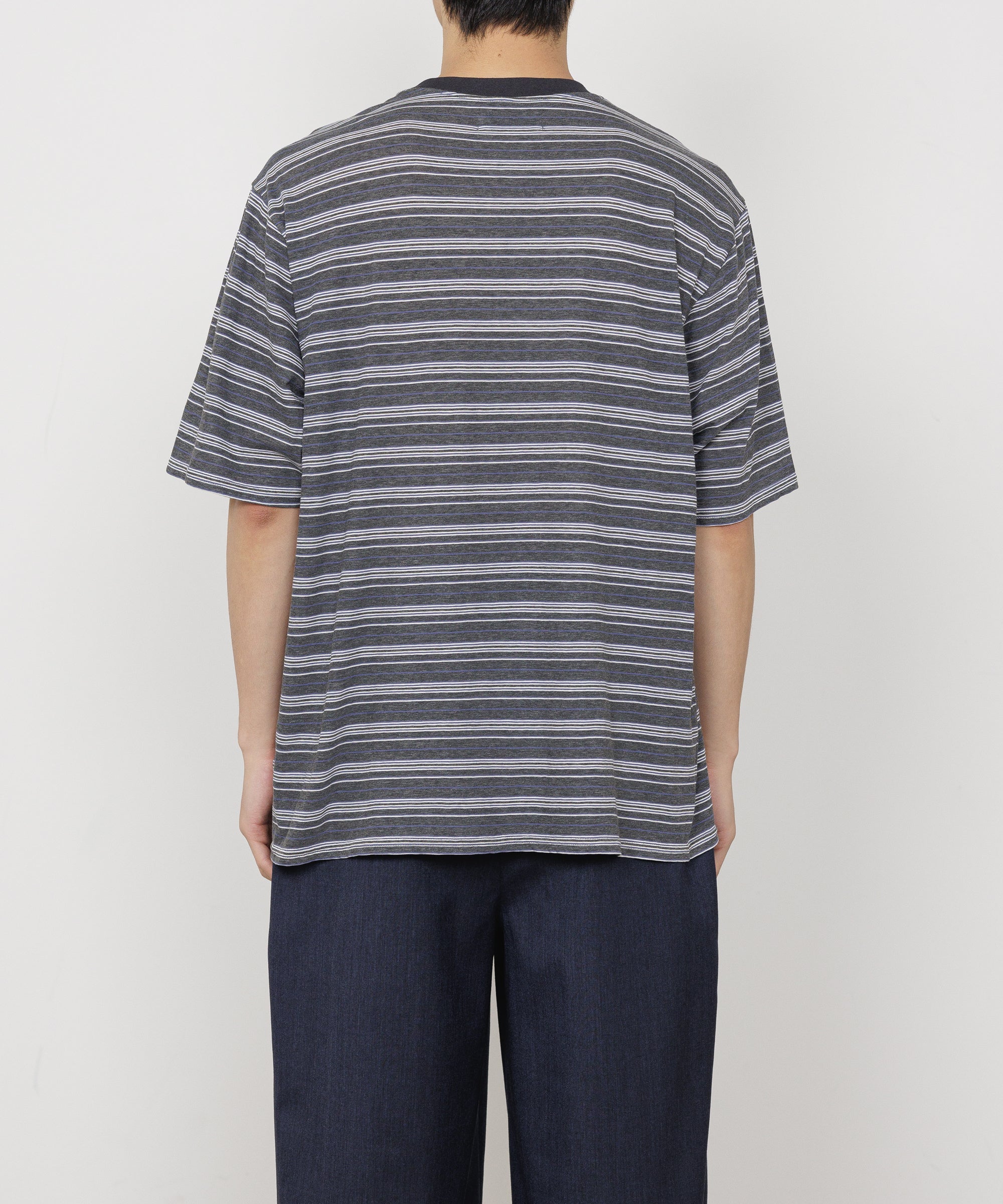 60/-追撚ガス糸36Gボーダー天竺 / ボーダーTEE, Blue