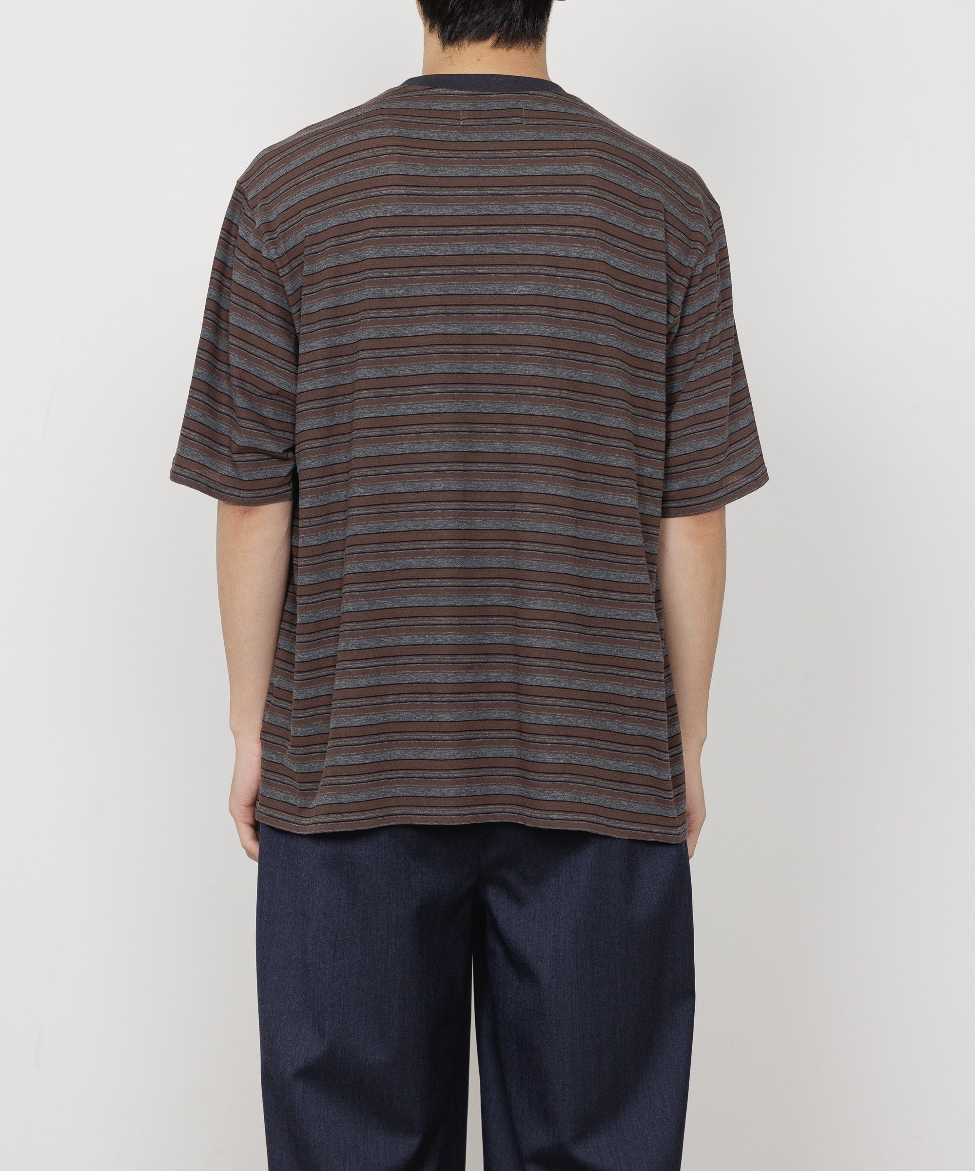 60/-追撚ガス糸36Gボーダー天竺 / ボーダーTEE, Brown