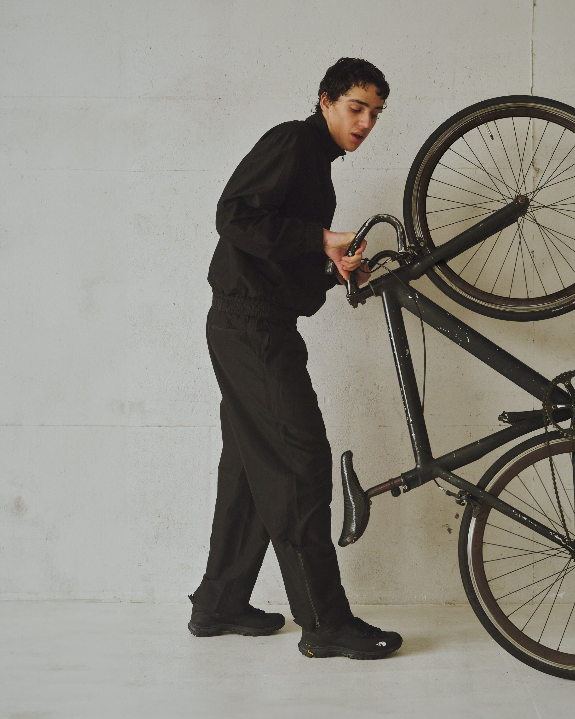 Wool Silk High Count Typewriter Flight Jacket, Chambray Black