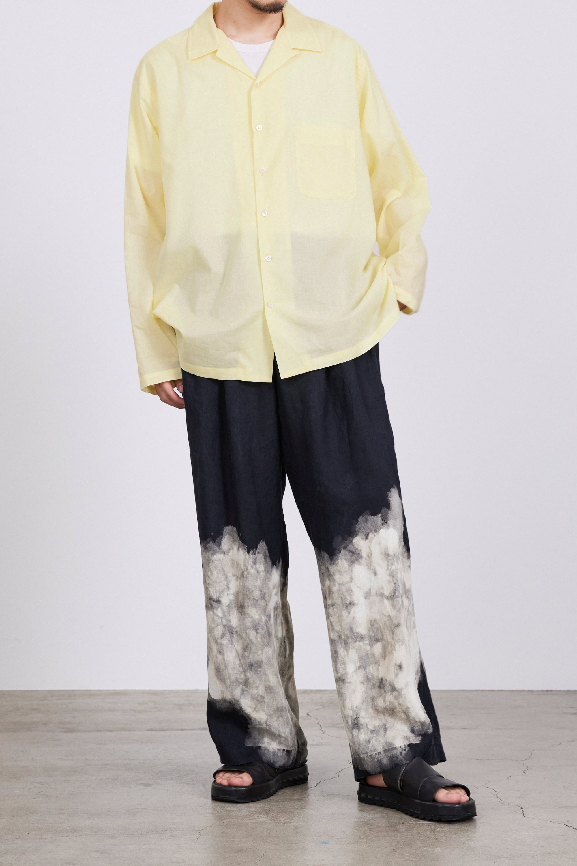 オーガニックペルーピマコットン60/-ローン / オープンカラーシャツ, Yellow