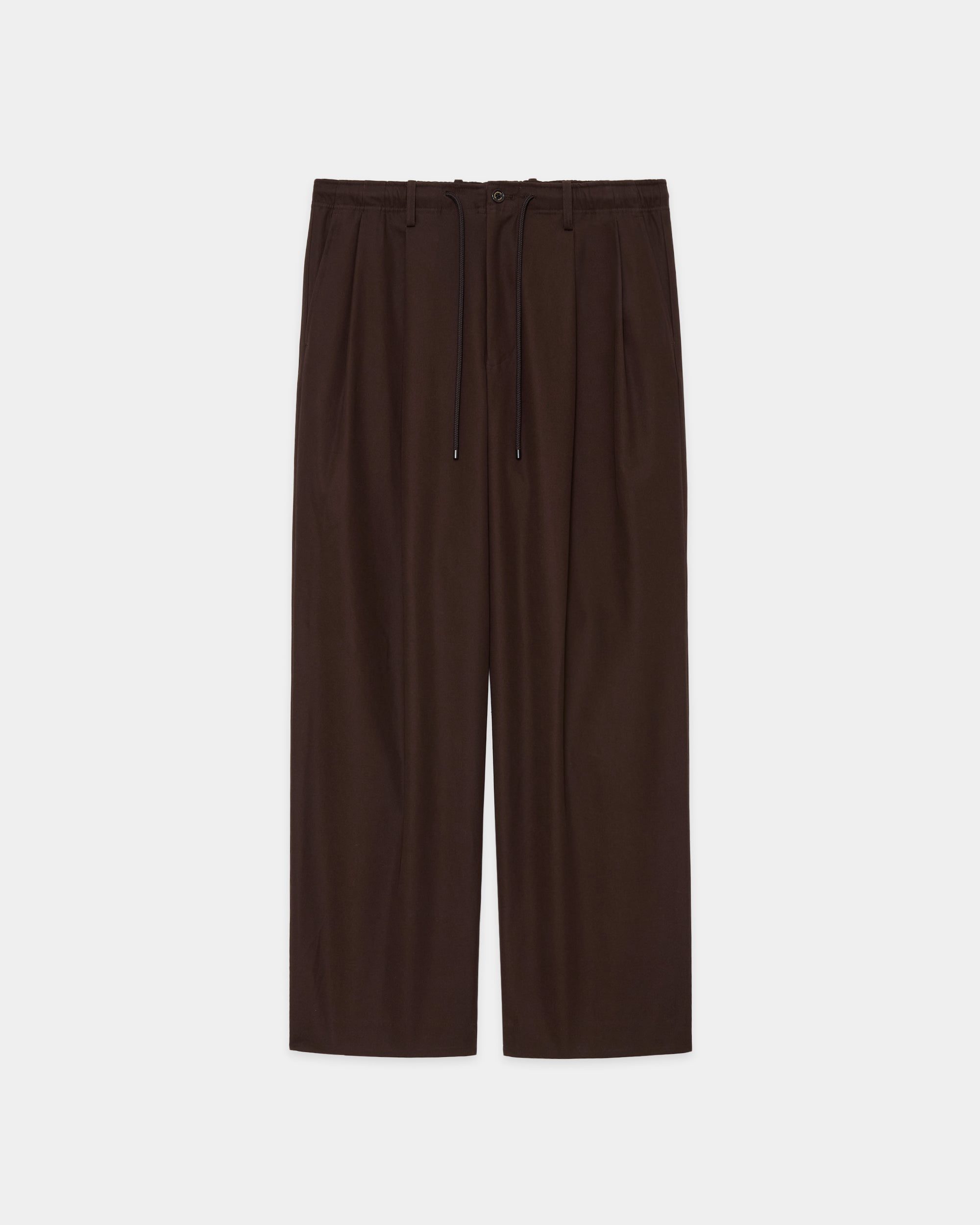 ORGANIC COTTON GABARDINE DOUBLE PLEATED EASY TROUSERS, Olive Drab