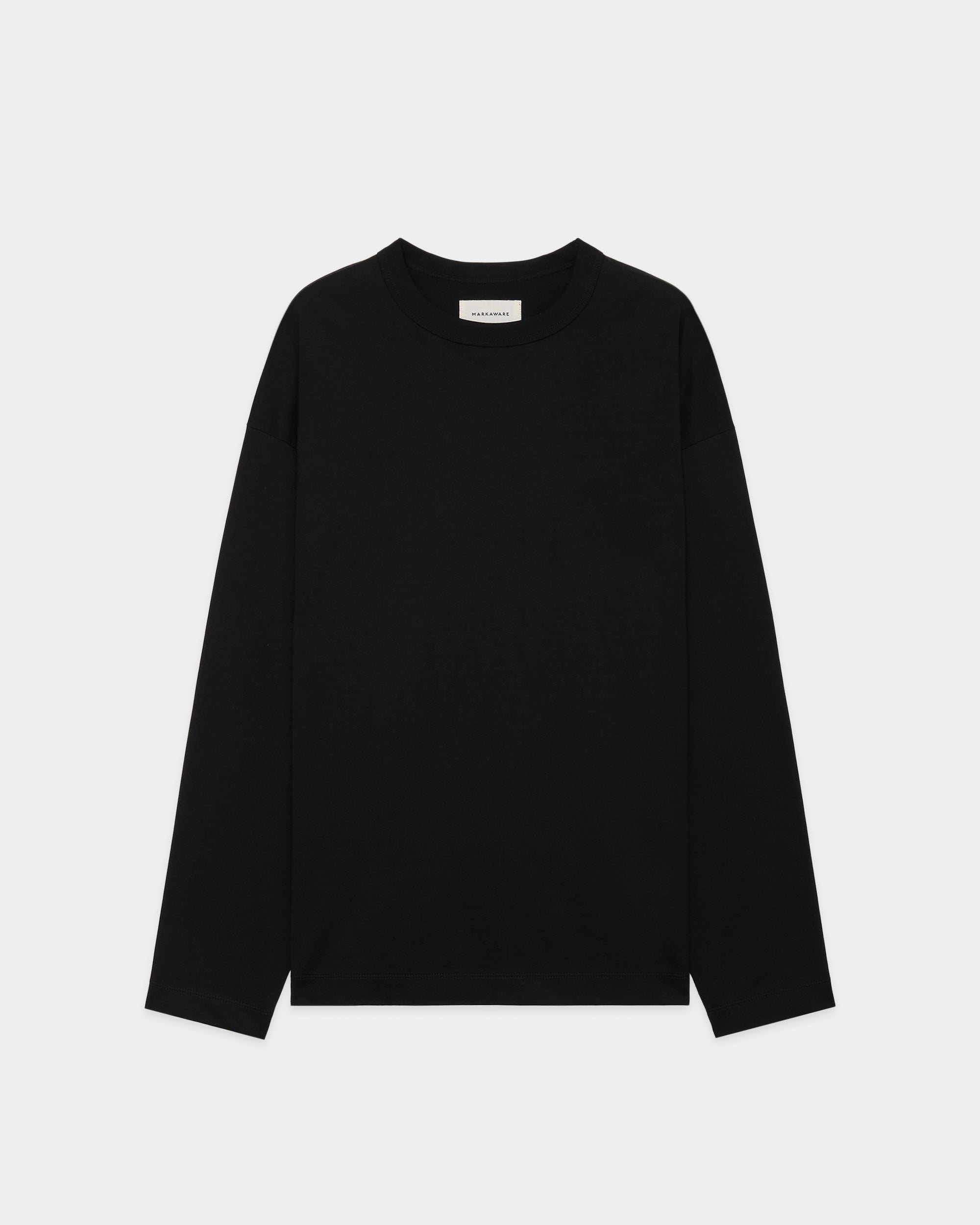 ORGANIC GIZA 60/3 SURVIVAL KNIT COMFORT FIT L/S Tee, Black
