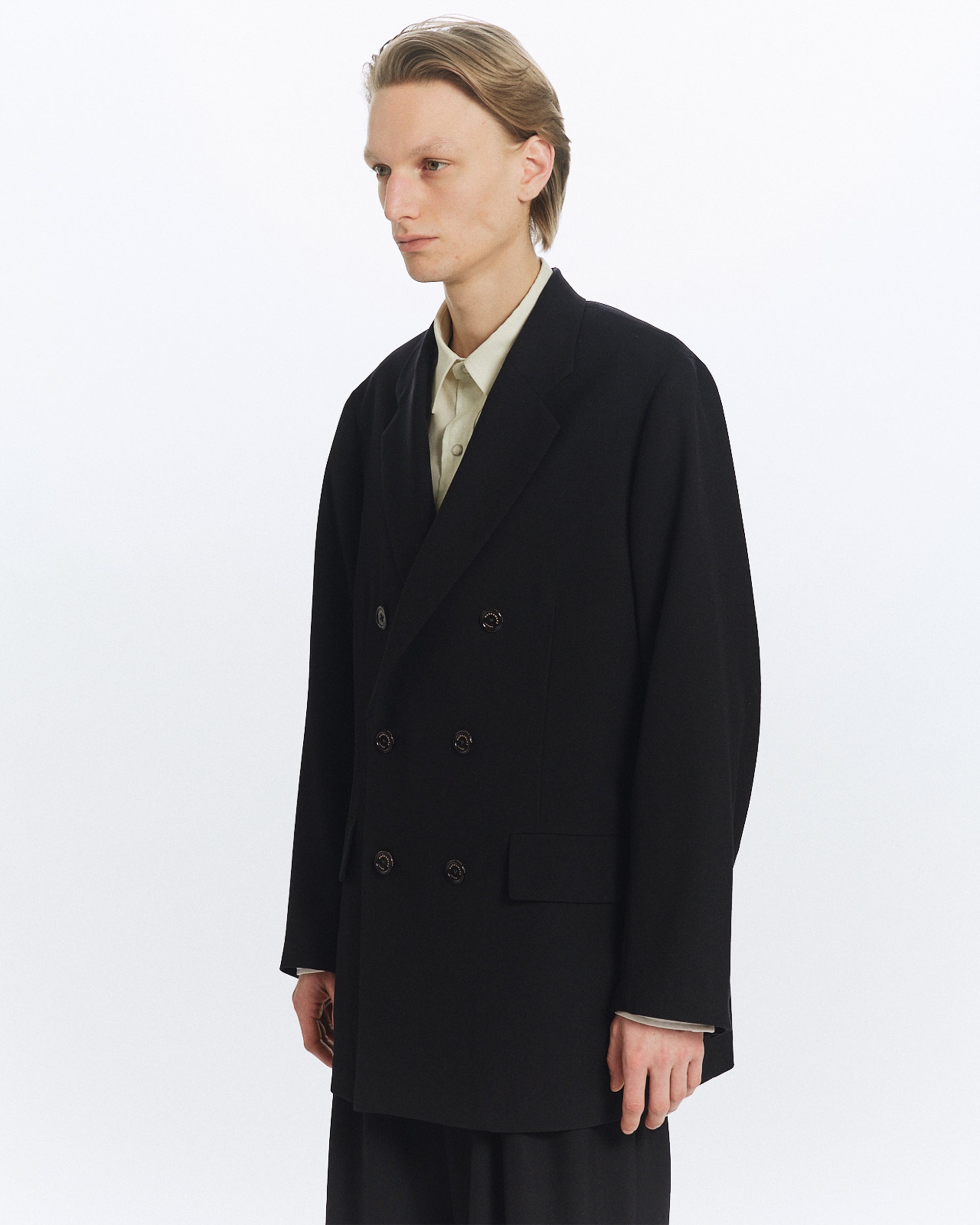ORGANIC WOOL SURVIVAL CLOTH® DOUBLE BREASTED COMFORT JACKET, Black