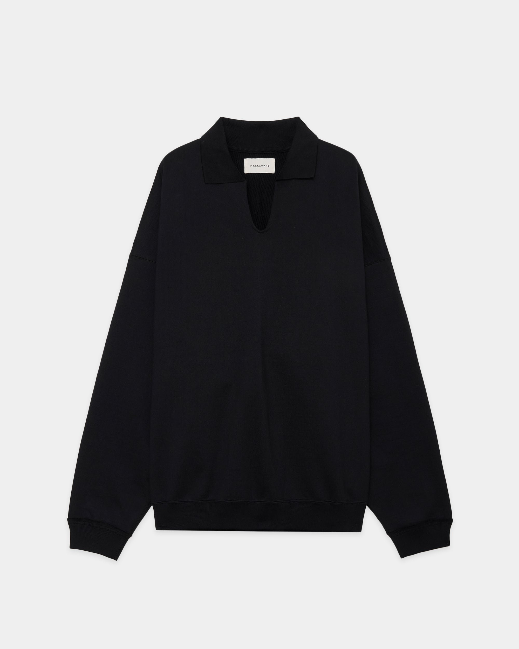 ORGANIC COTTON HEAVY FLEECE SKIPPER HUGE SWEAT, Black