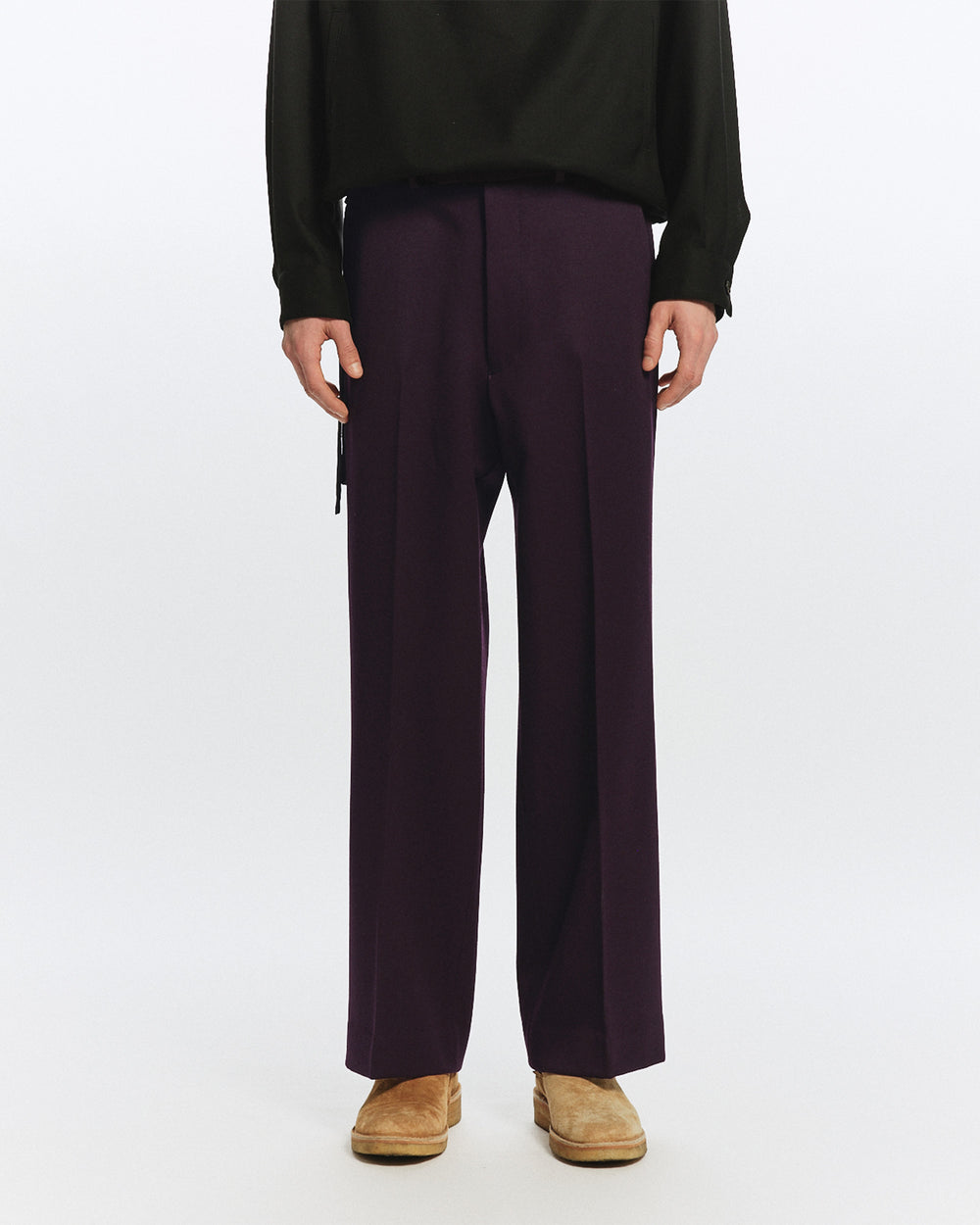 POLWARTH TUXEDO CLOTH WIDE STRAIGHT TROUSERS, Purple