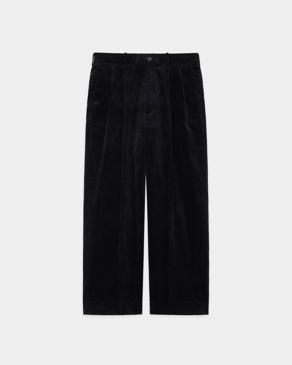 ORGANIC COTTON 6-WALE CORDUROY CLASSIC FIT DOUBLE PLEATED TROUSERS, Black