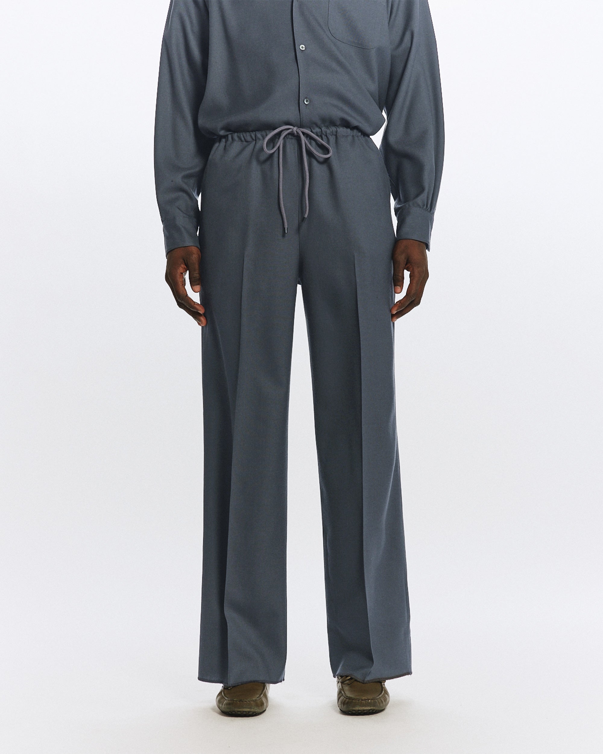 2/80 ORGANIC WOOL VIYELLA PAJAMA PANTS, Forest Gray