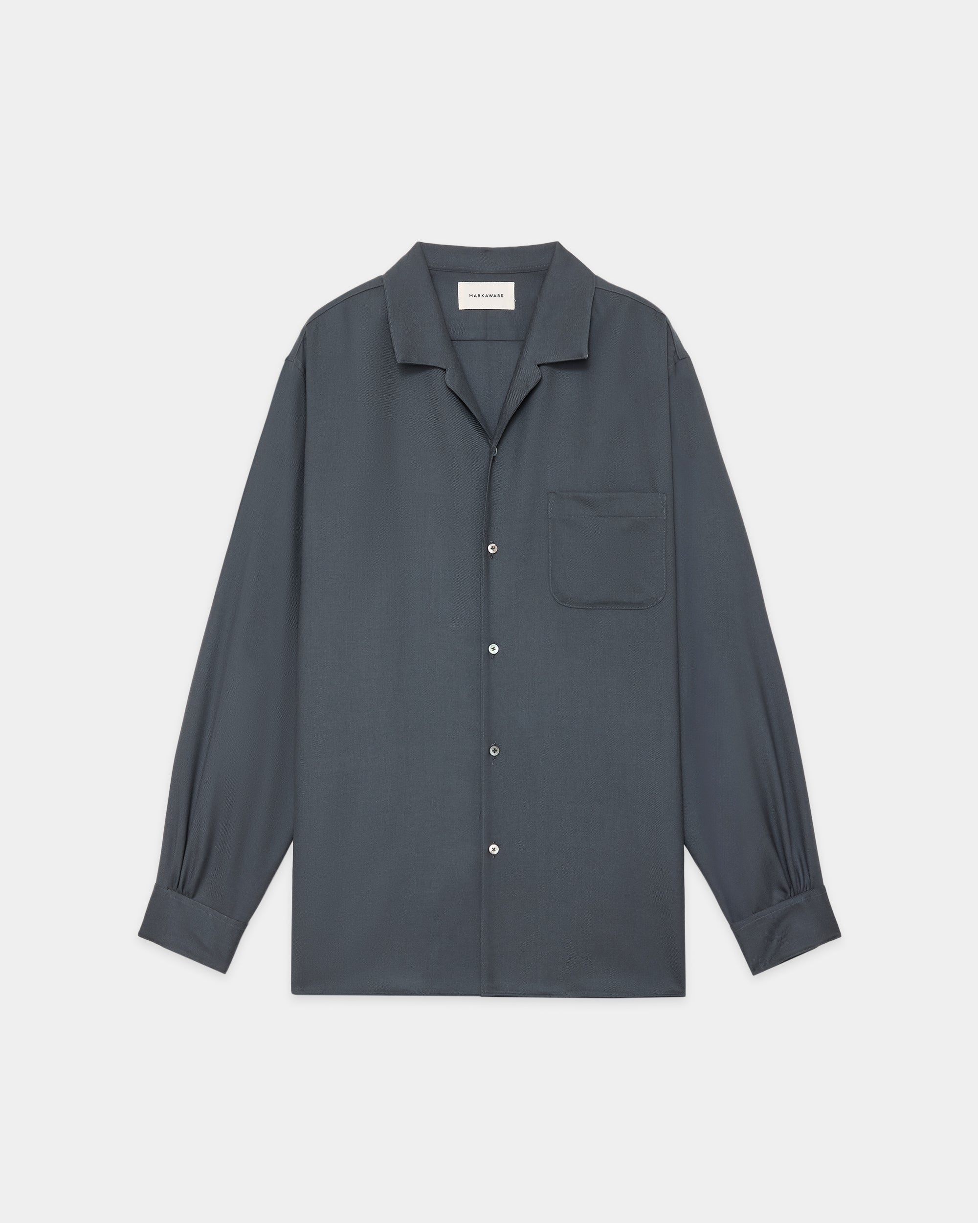2/80 ORGANIC WOOL VIYELLA ITALIAN OPEN COLLAR SHIRT, Forest Gray