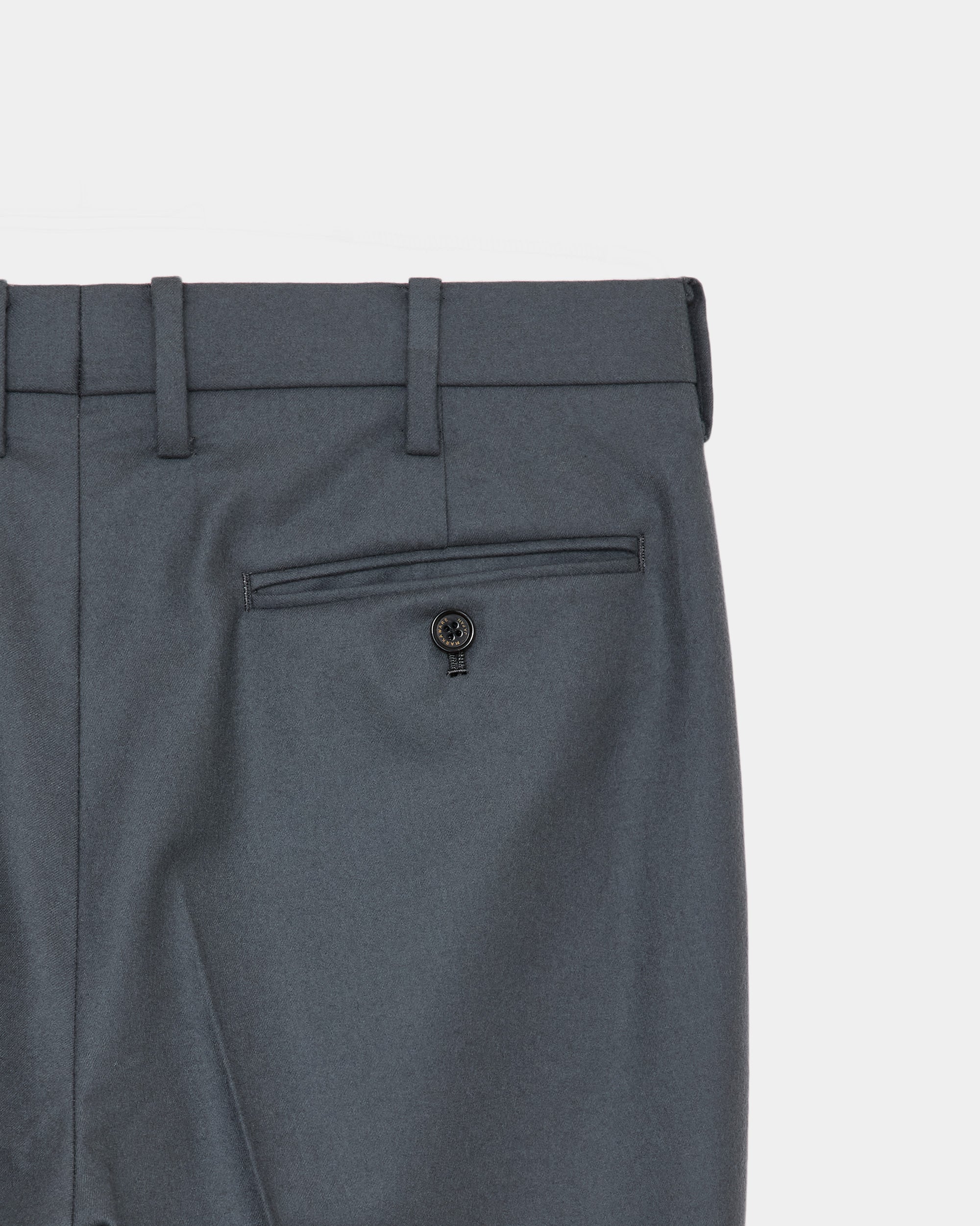 2/80 ORGANIC WOOL FLANNEL SLIM-STRAIGHT TROUSERS, Forest Gray