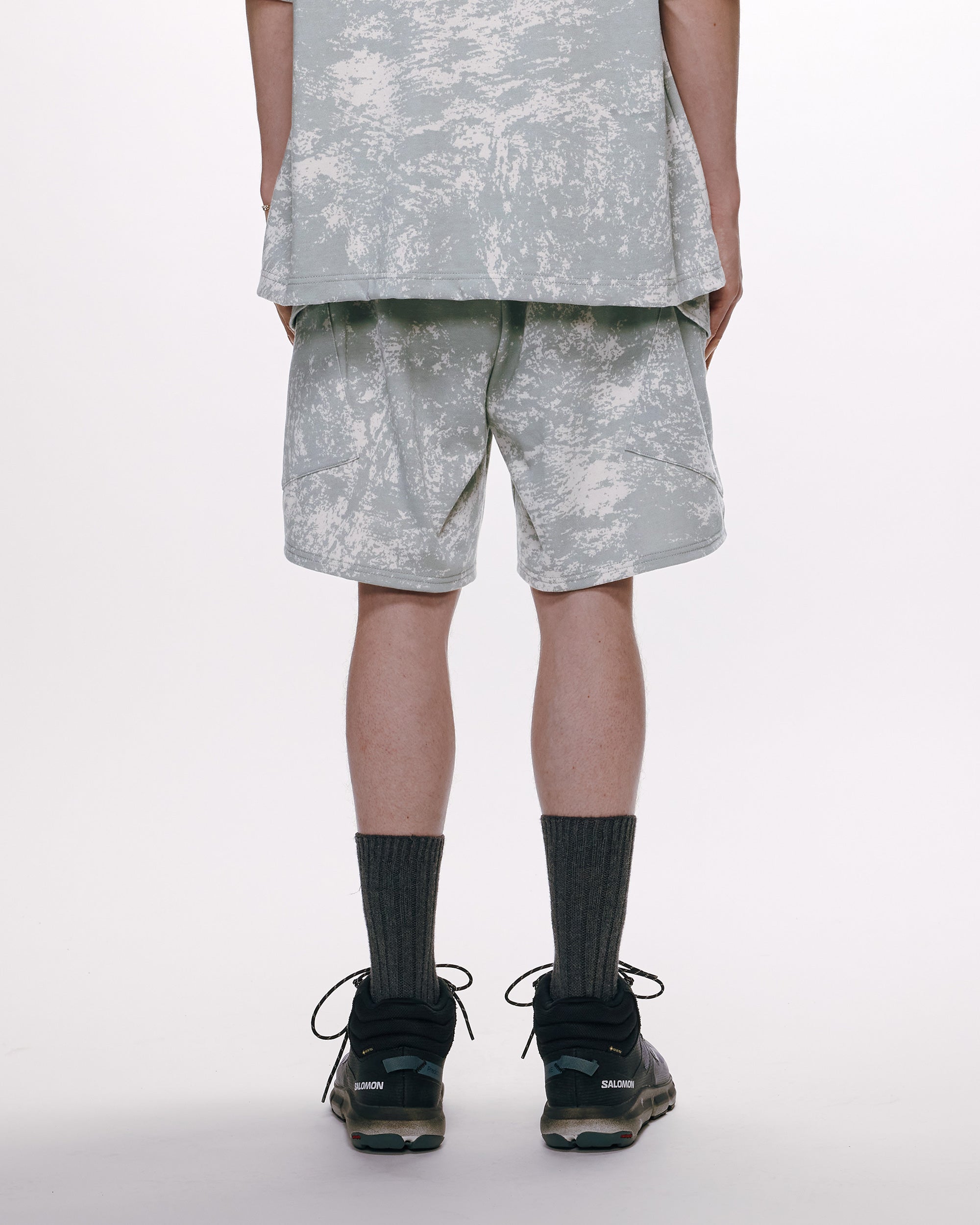 リサイクルスビンオーガニックコットン度詰め天竺 / カーゴショーツ, White Camo