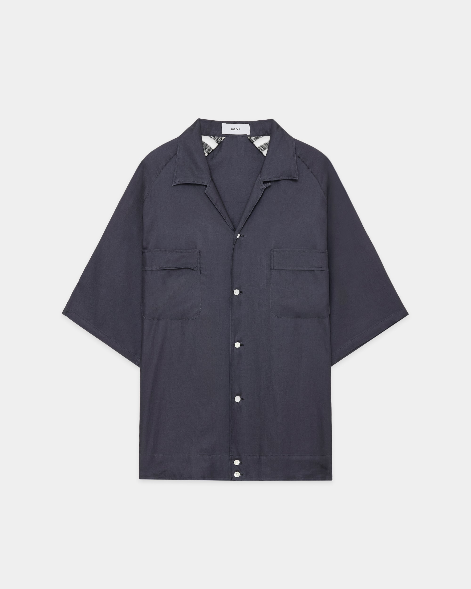 CUPRO×ORGANIC COTTON VIYELLA BOWLING SHIRT, Charcoal