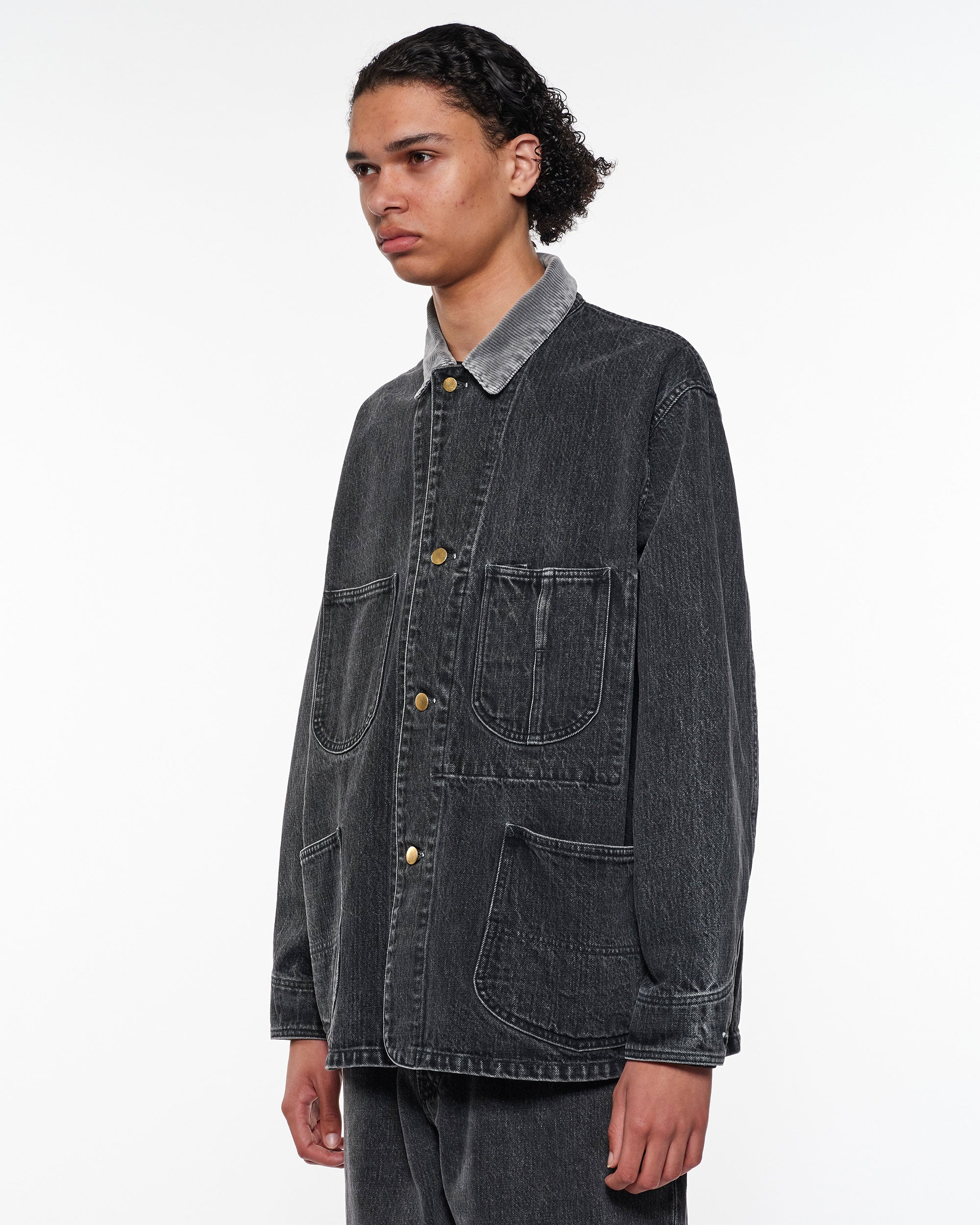 オーガニックコットン 13.5oz セルビッチデニム / カバーオールジャケット, Faded Black
