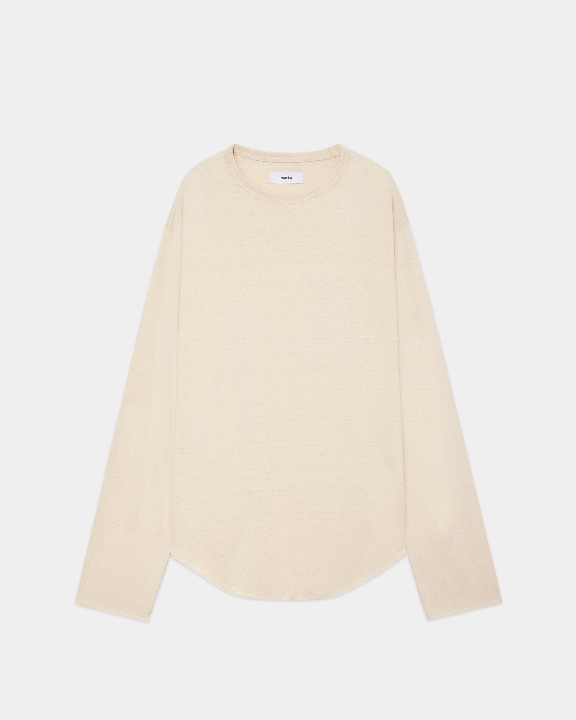 NOIL SILK KNIT ROUND HEM CREW NECK, Ivory