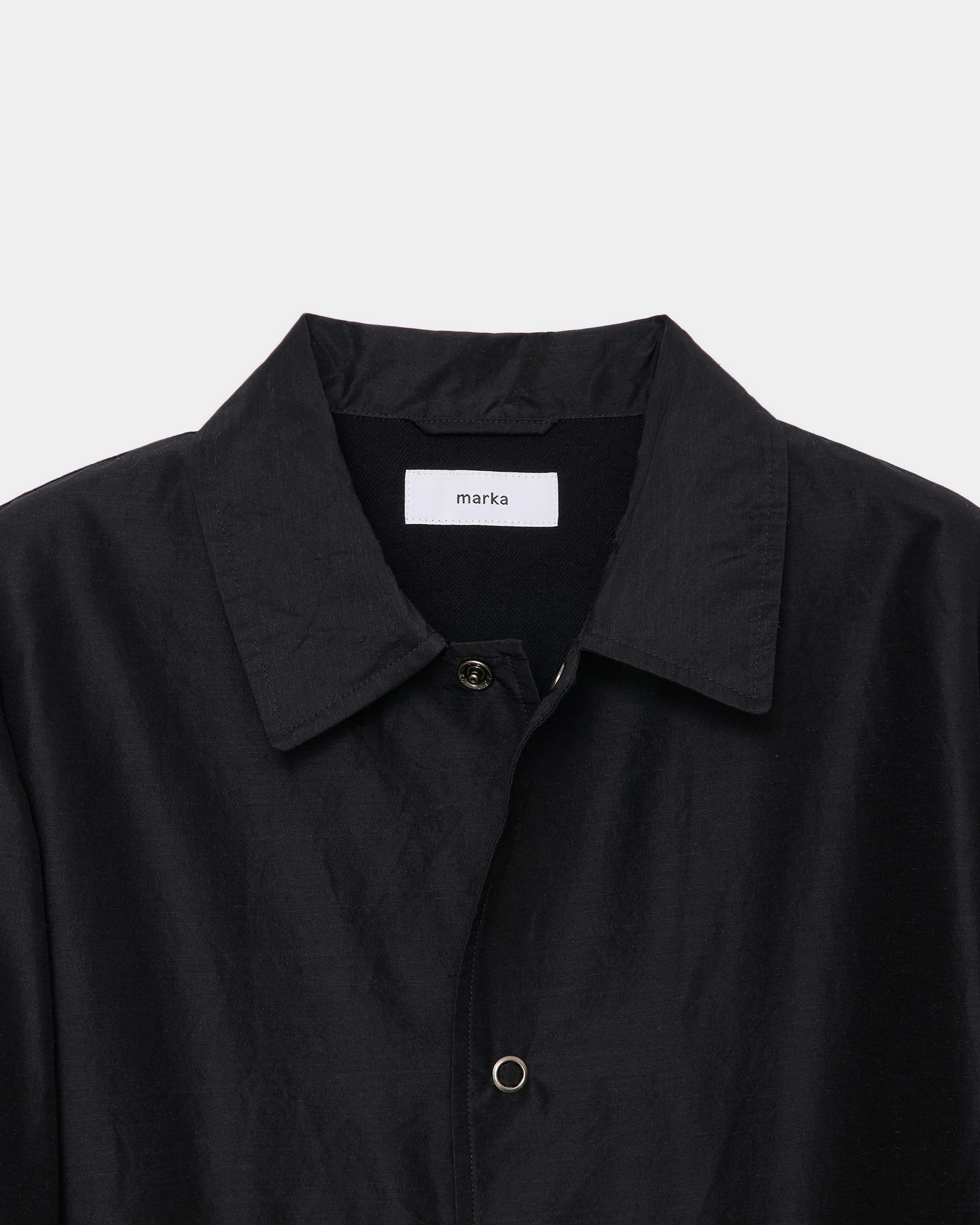 Wool Silk High Count Typewriter Coach Jacket, Chambray Black