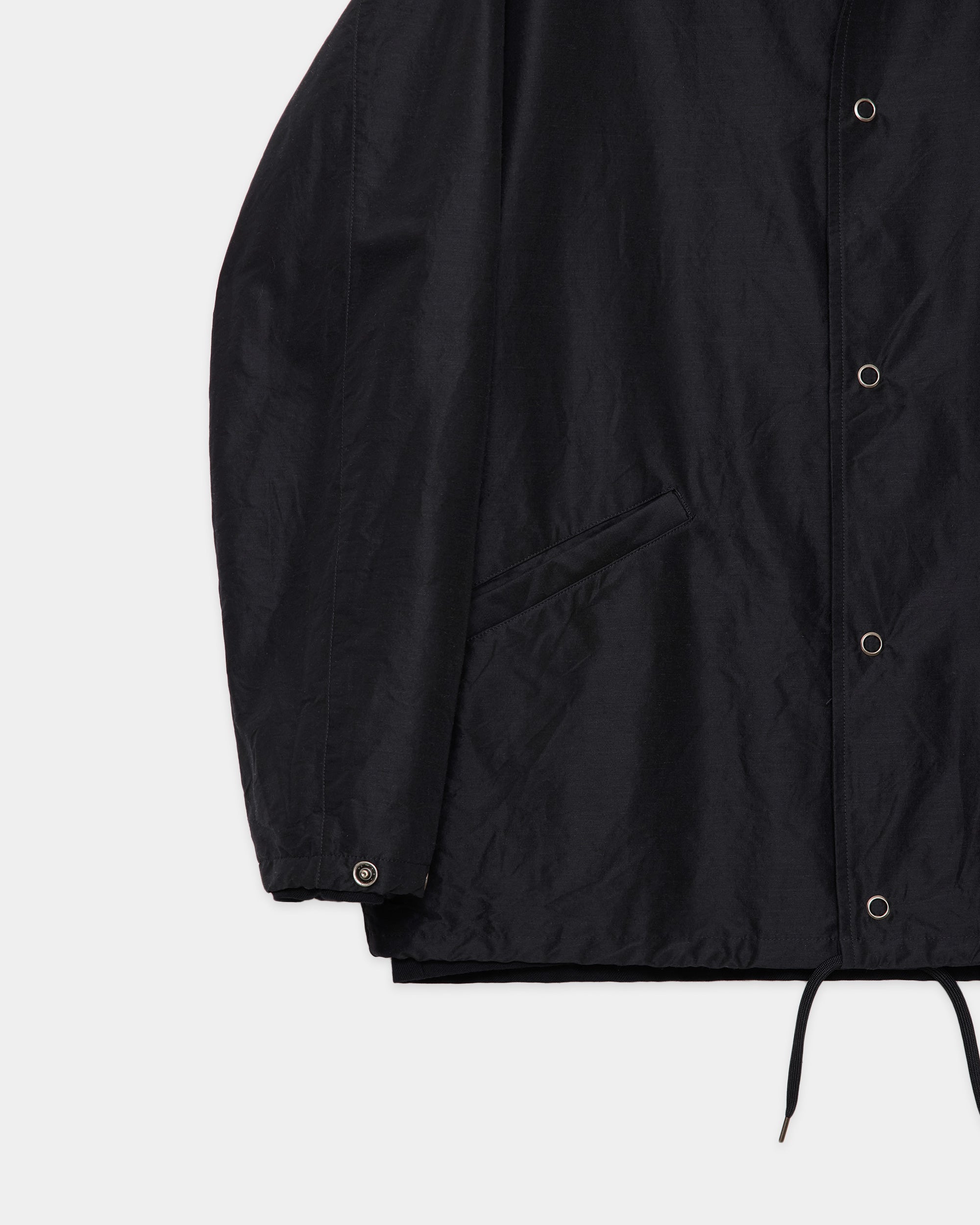 Wool Silk High Count Typewriter Coach Jacket, Chambray Black