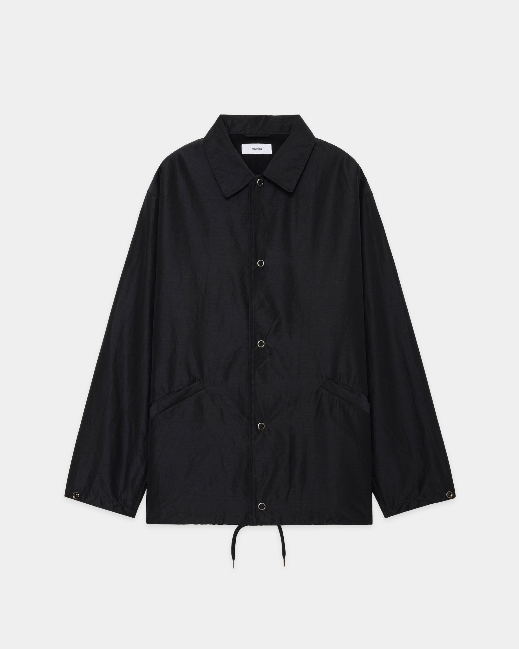 Wool Silk High Count Typewriter Coach Jacket, Chambray Black