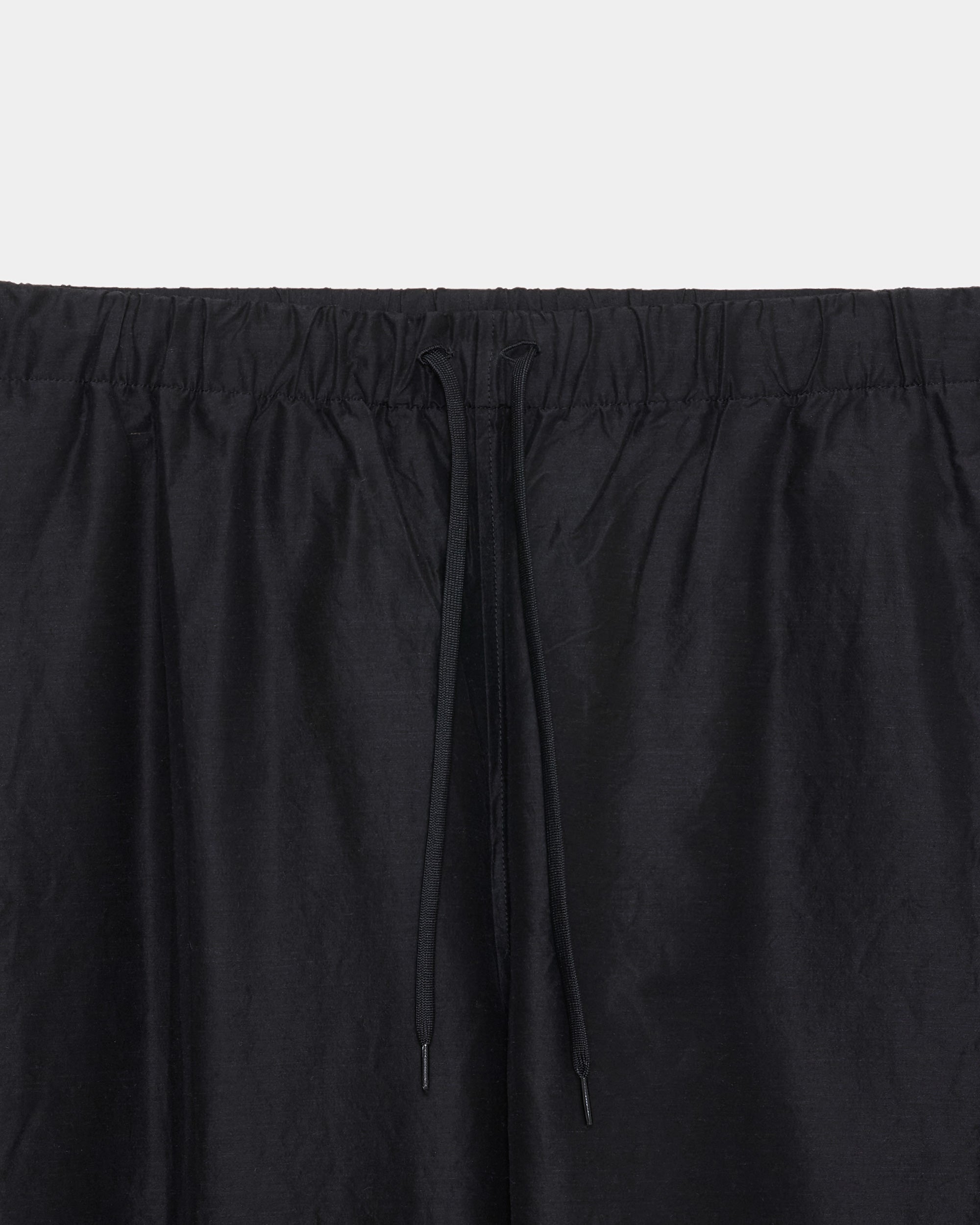 Wool Silk High Count Typewriter Adjustable Hem Easy Wide Pants, Chambray Black