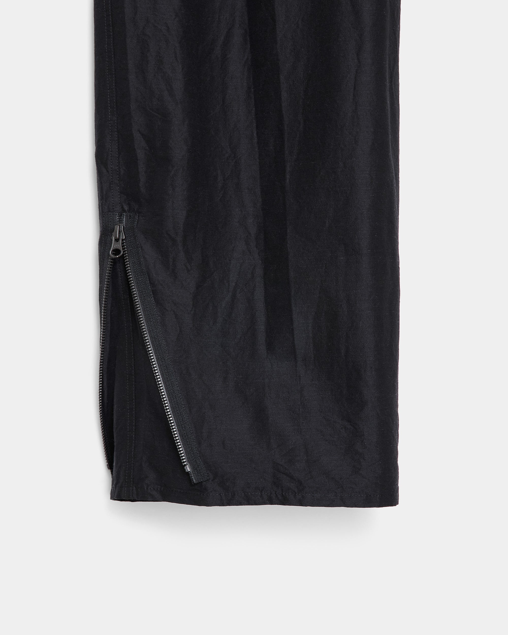 Wool Silk High Count Typewriter Adjustable Hem Easy Wide Pants, Chambray Black