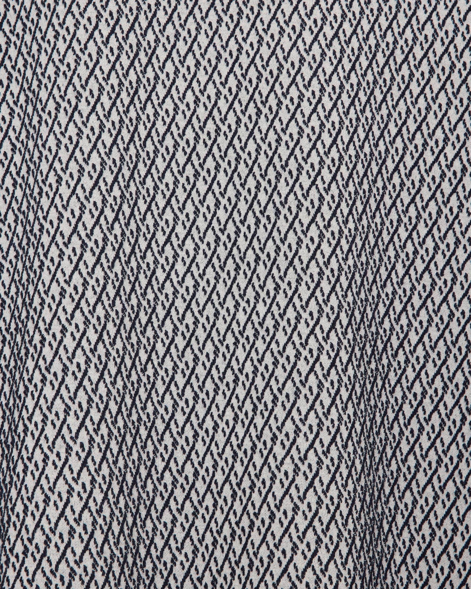 Organic Cotton Geometric Jacquard Two Button Polo L/S Tee, Ivory × Navy
