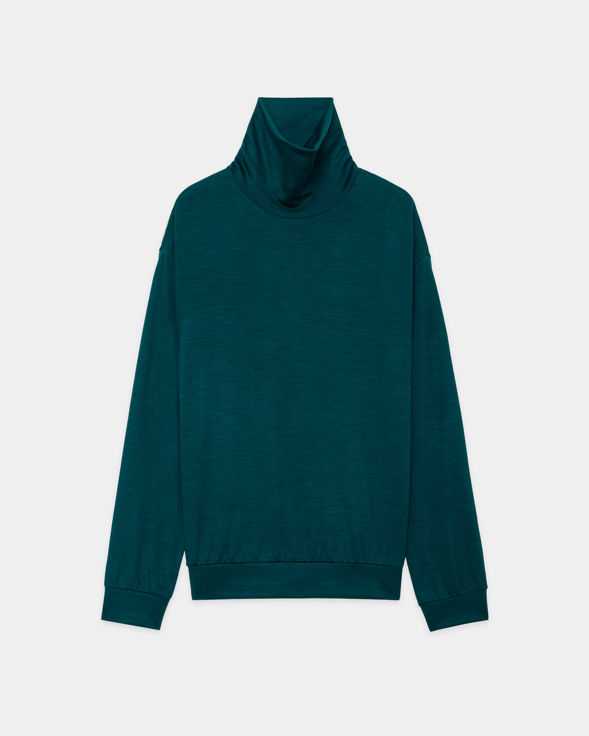 2/72 Wool Single Jersey Washable Turtle Neck, Dark Green