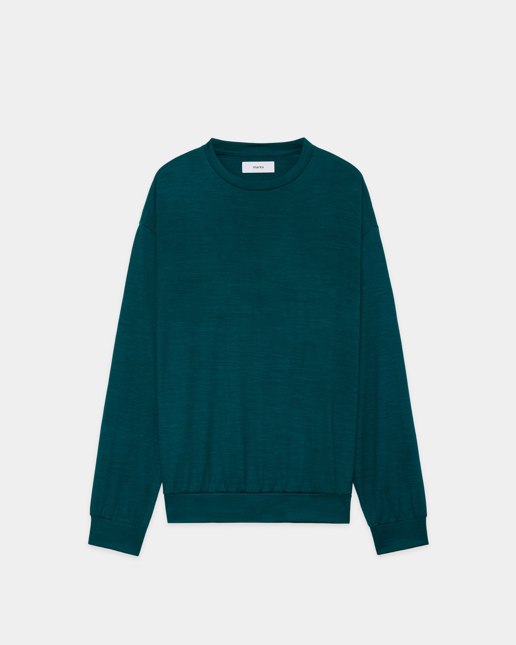 2/72 Wool Single Jersey Washable Crew Neck, Dark Green