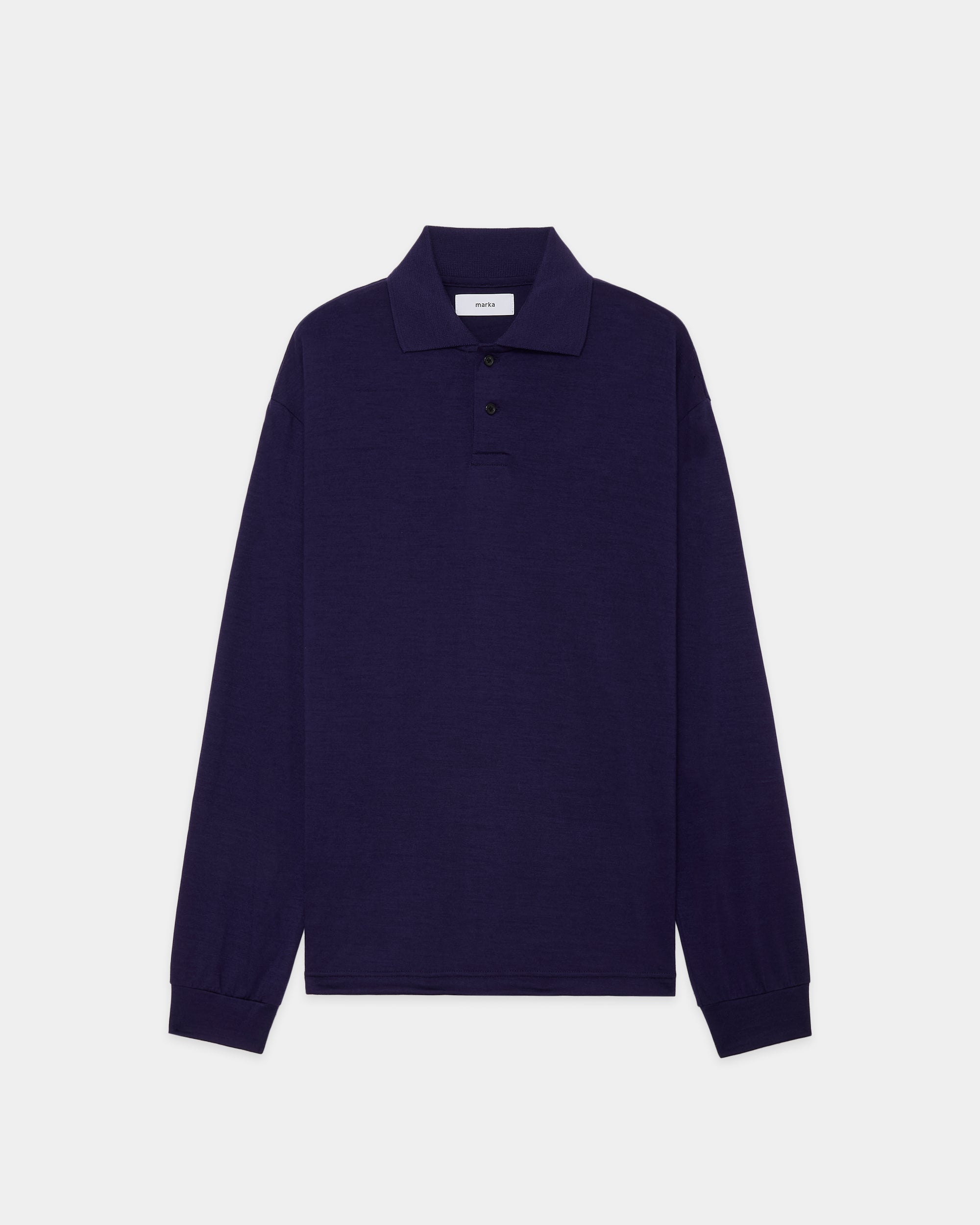 ウォッシャブルウール天竺 / 2ボタンポロL/S Tee, Dark Purple