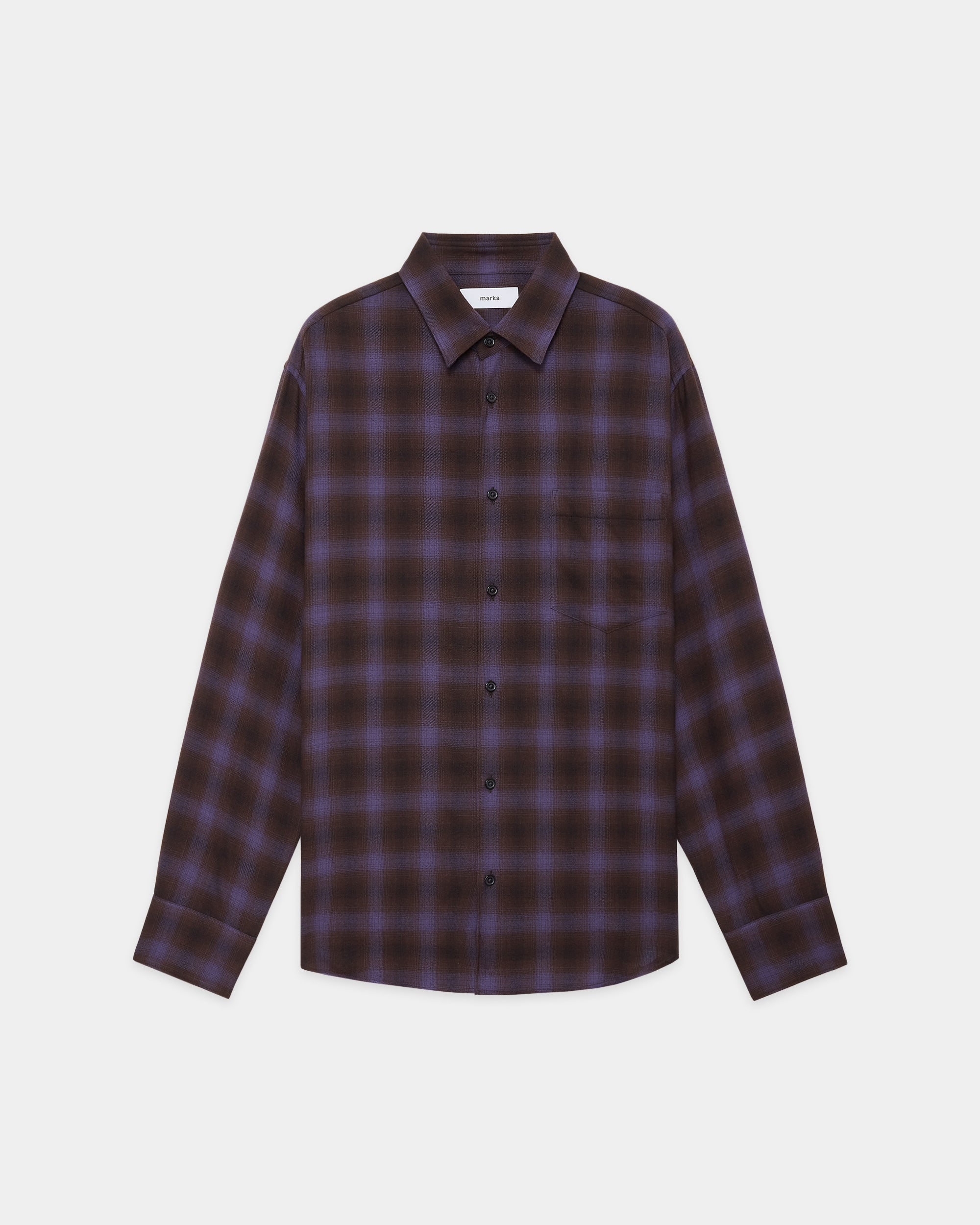 Super 140S 2/96 Wool Viyella Regular Collar Shirt, Purple Check