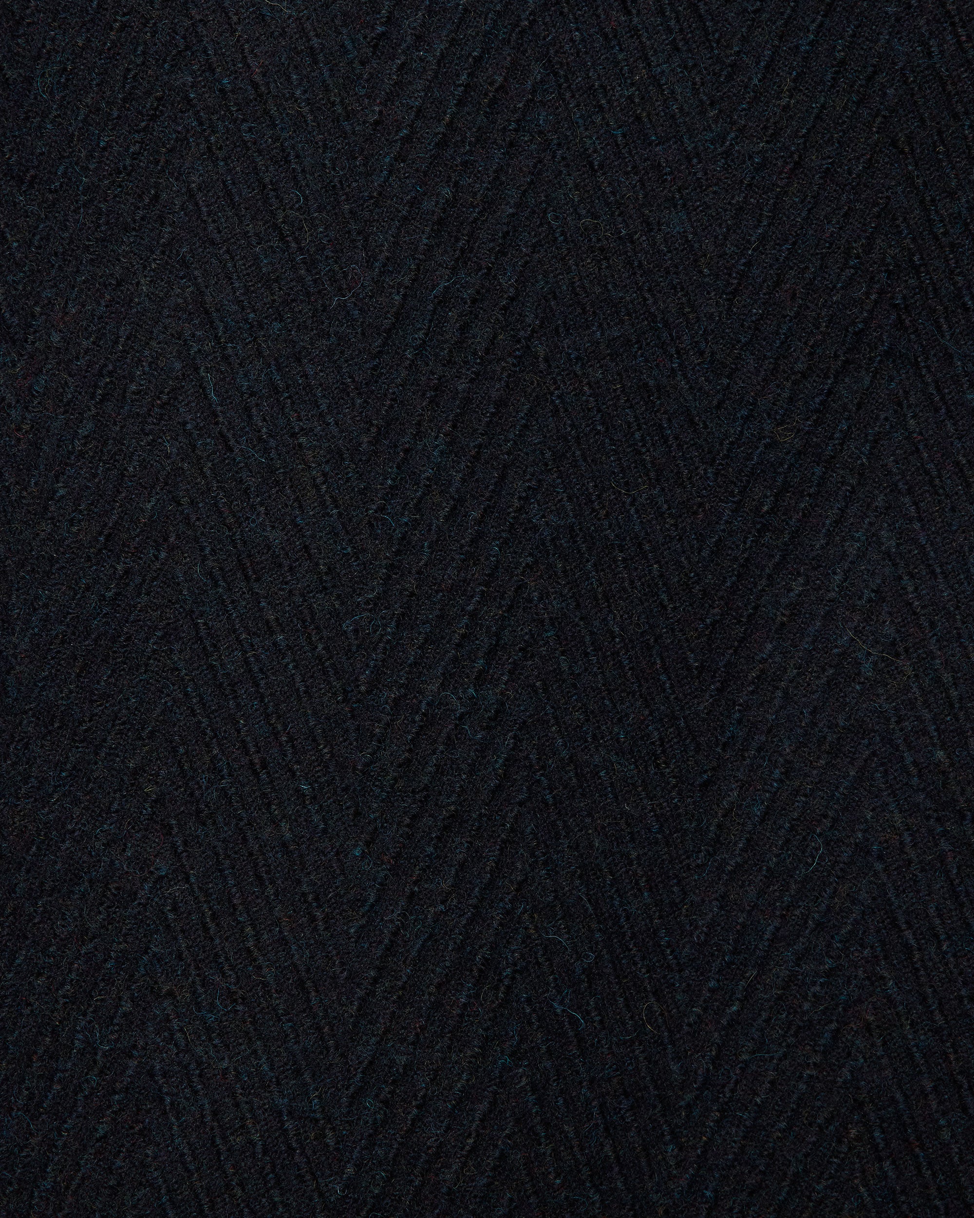 Shetland Wool Organic Cotton Big Herringbone Duffle Coat, Top Black