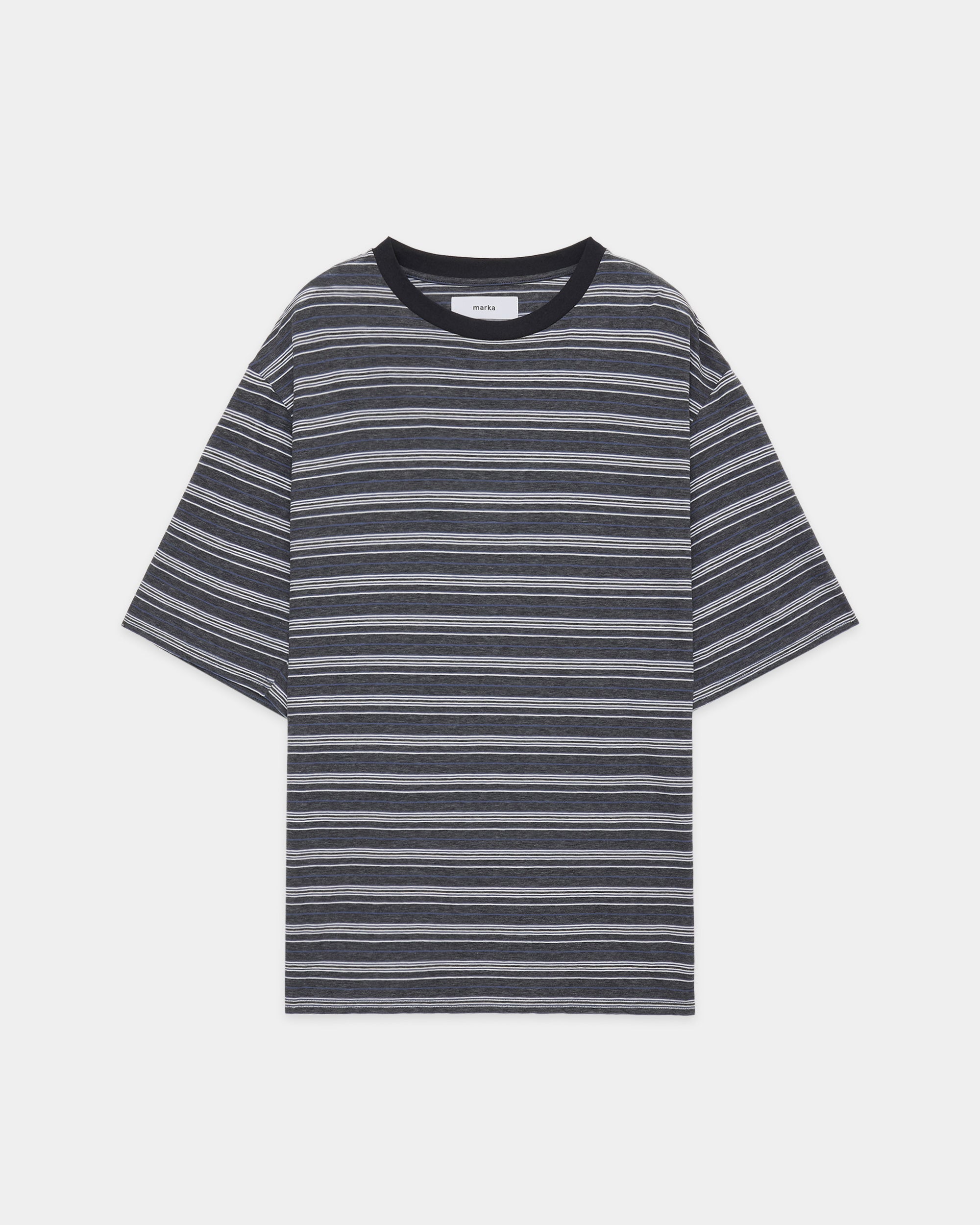 60/-追撚ガス糸36Gボーダー天竺 / ボーダーTEE, Blue