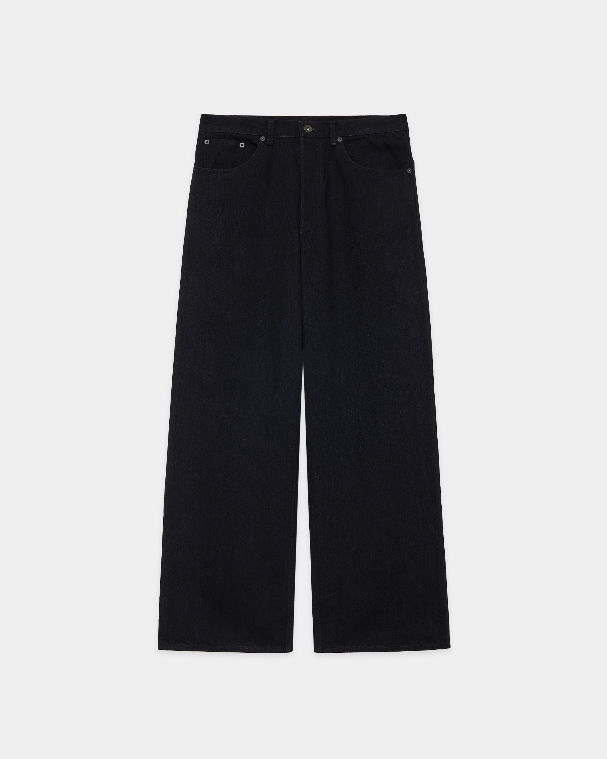 Organic Cotton 13.5Oz Selvedge Denim Parking-Wide Leg Jeans, Black