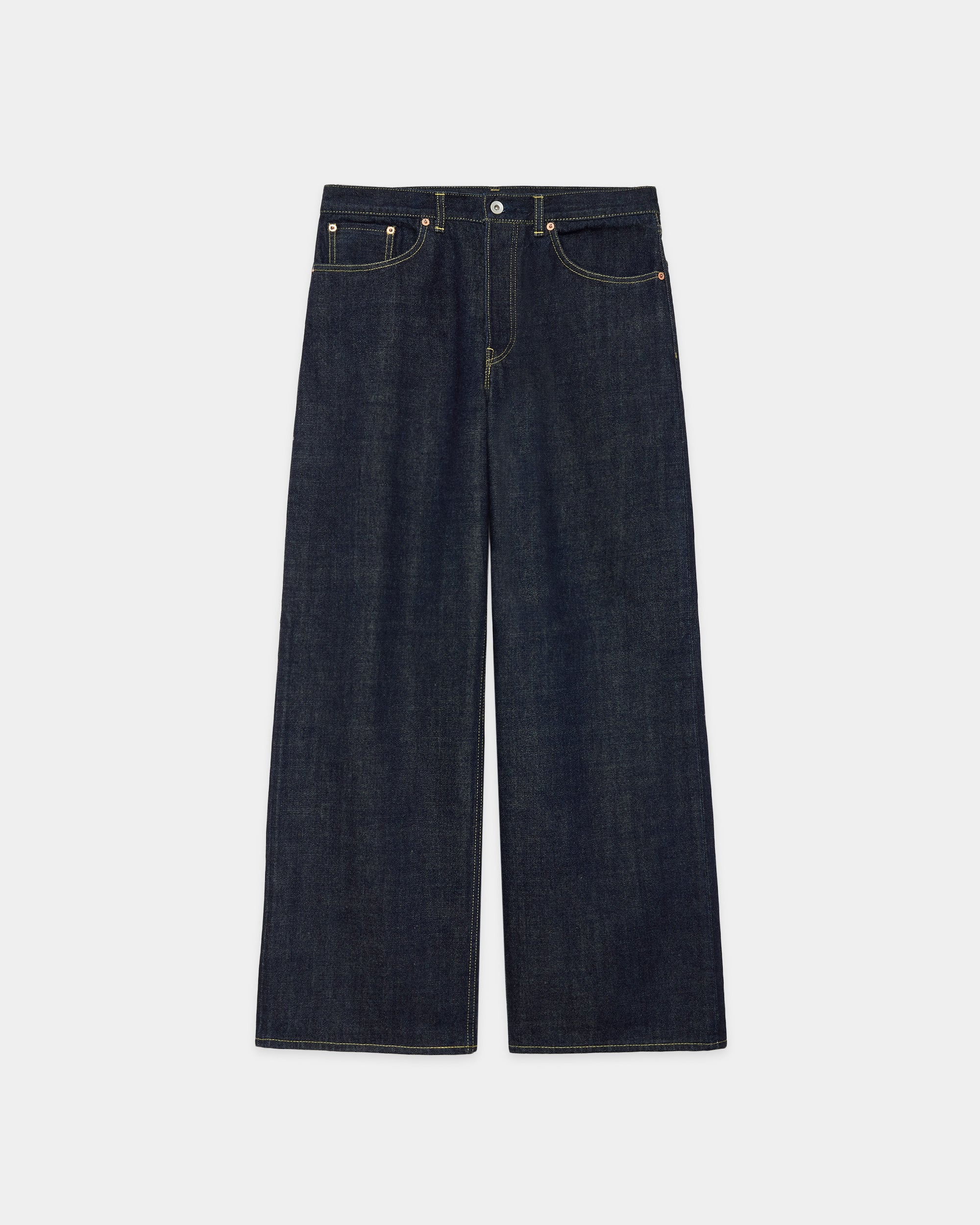 Organic Cotton 13.5Oz Selvedge Denim Parking-Wide Leg Jeans, Indigo