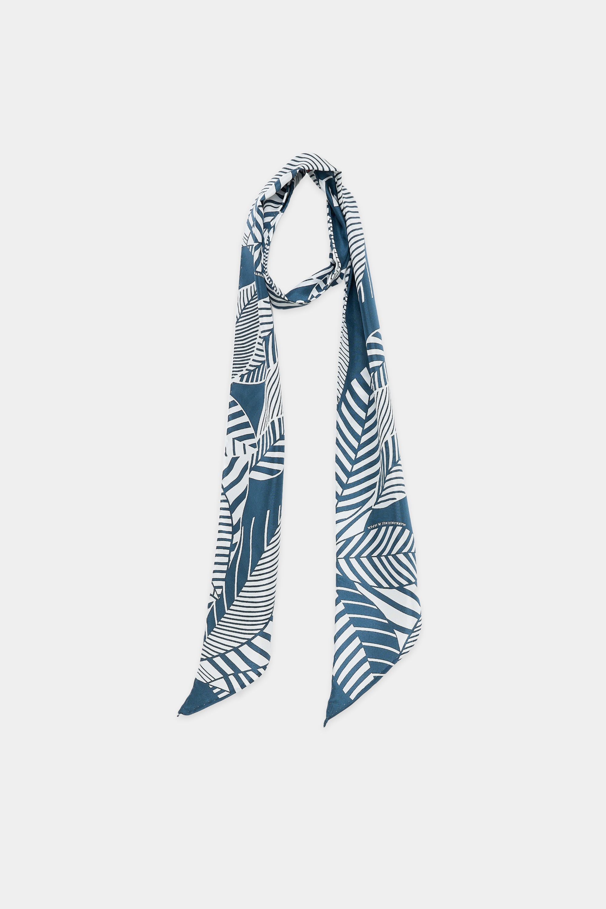 BRATAC SILK KAWAMATA NARROW SCALF SHORT, Leaf Bluegray