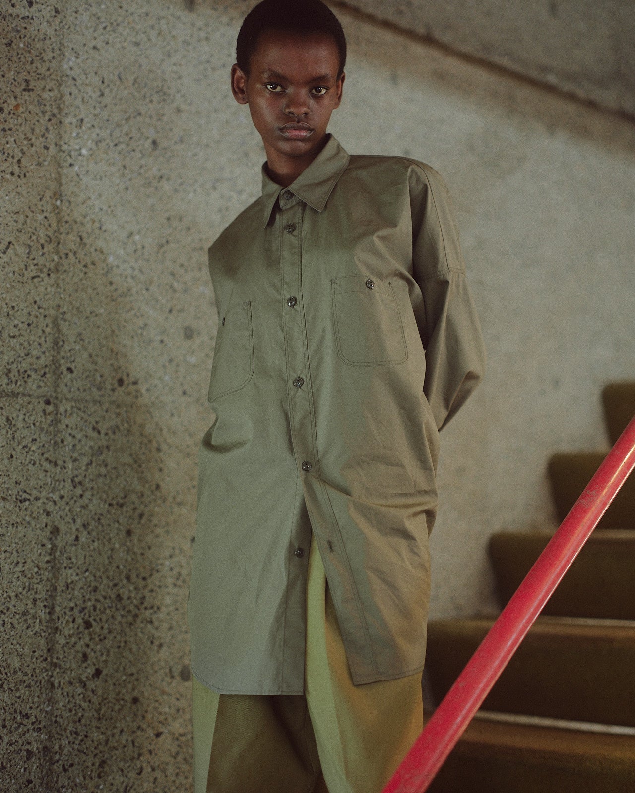 120/2オールウェザークロス / ロングテントシャツ, Sage Green