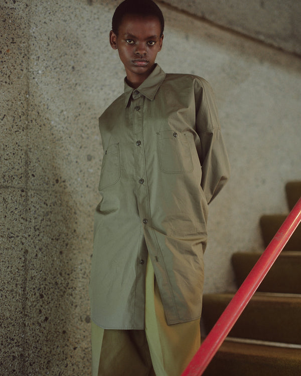 120/2オールウェザークロス / ロングテントシャツ, Sage Green