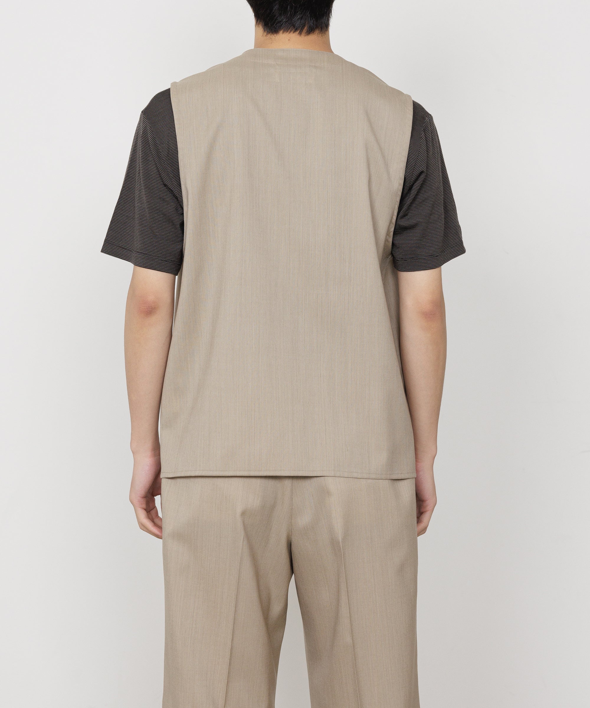 2/60 WOOL TROPICAL MELANGE ZIP VEST, Beige