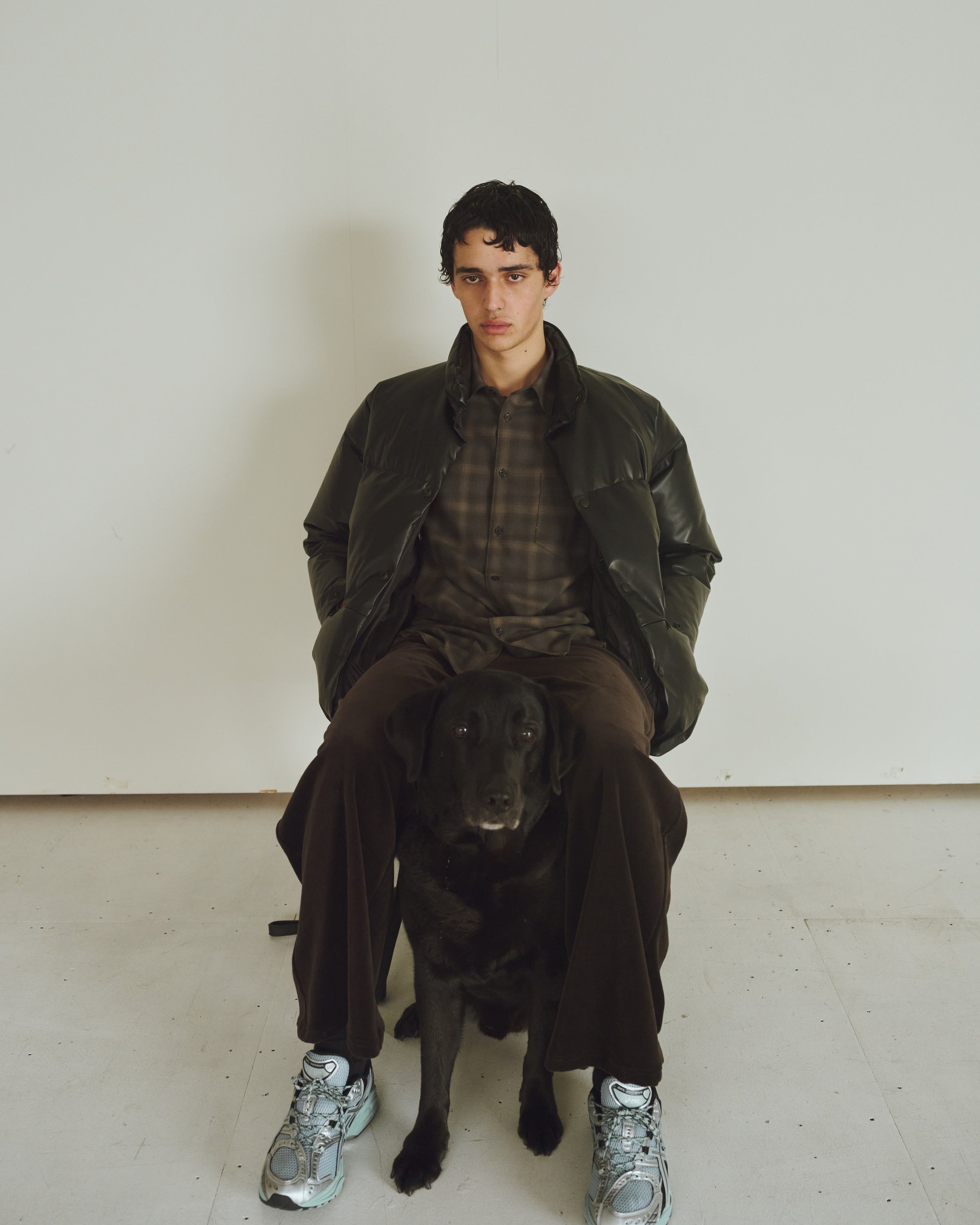 Sheep Leather Leather Leather Down Jacket, Black