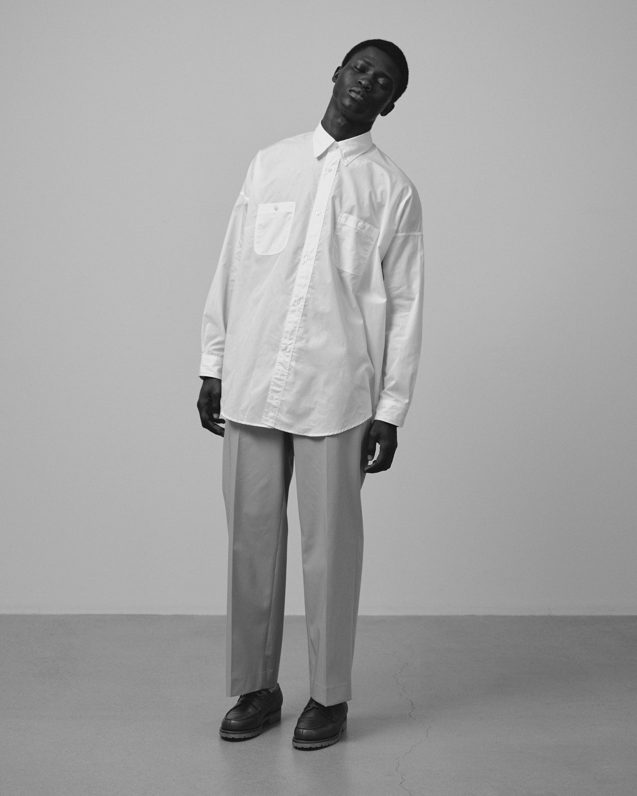 ペルーピマ60/1ブロード / テントロングシャツ, White