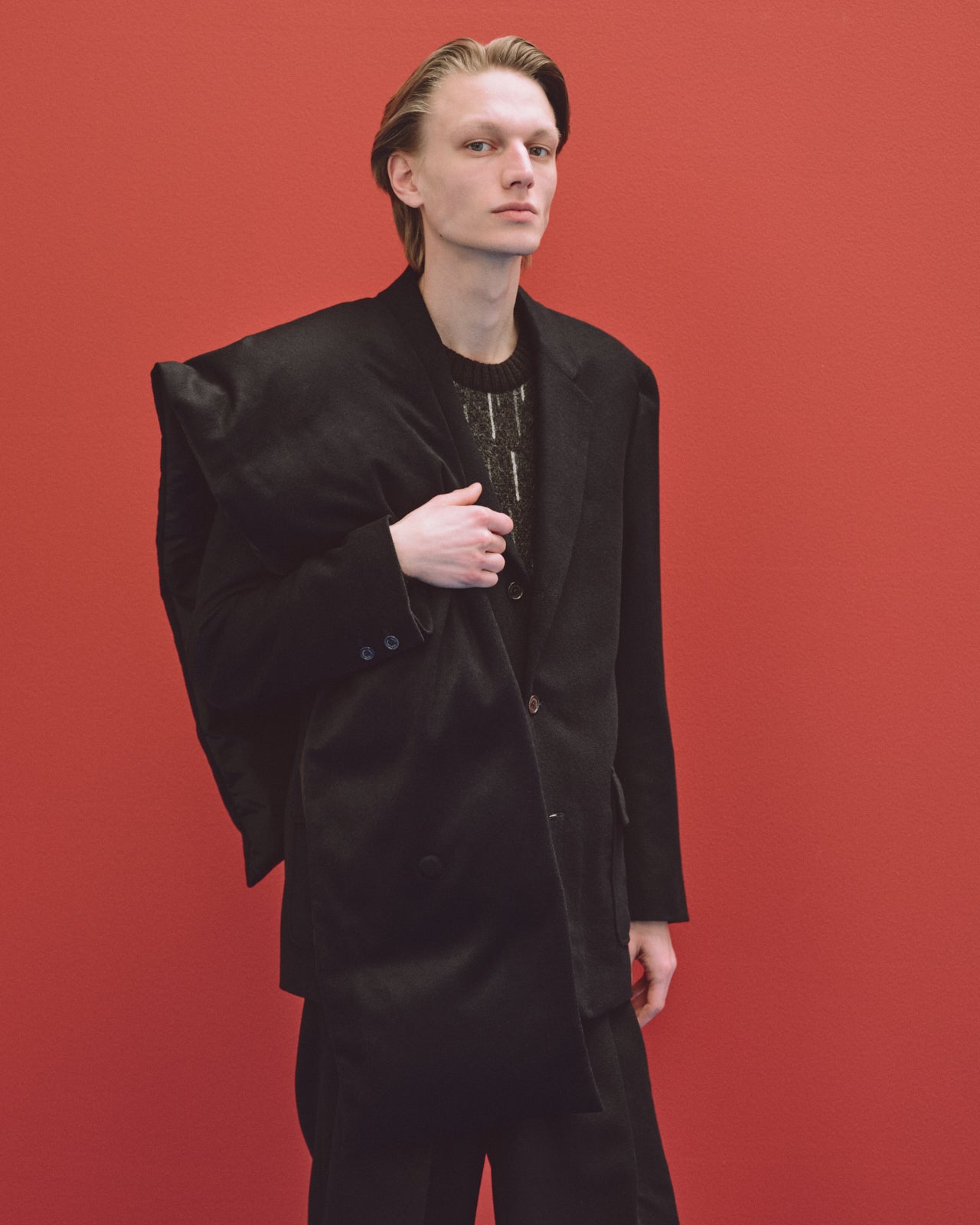 NATURAL COLOR ALPACA RAIN DROP PATTERN JUMPER, Natural Black Mix