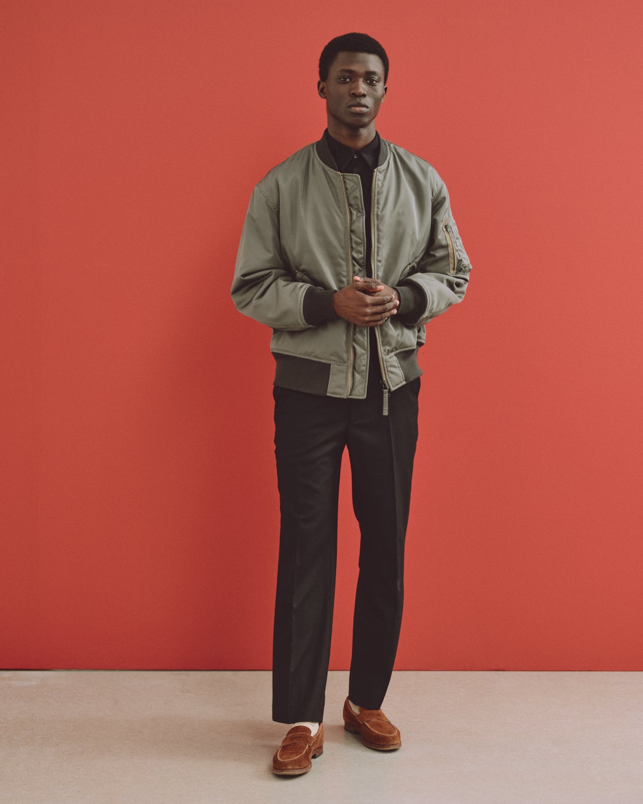 SILK HEAVY TWILL MA-1, Sage Green