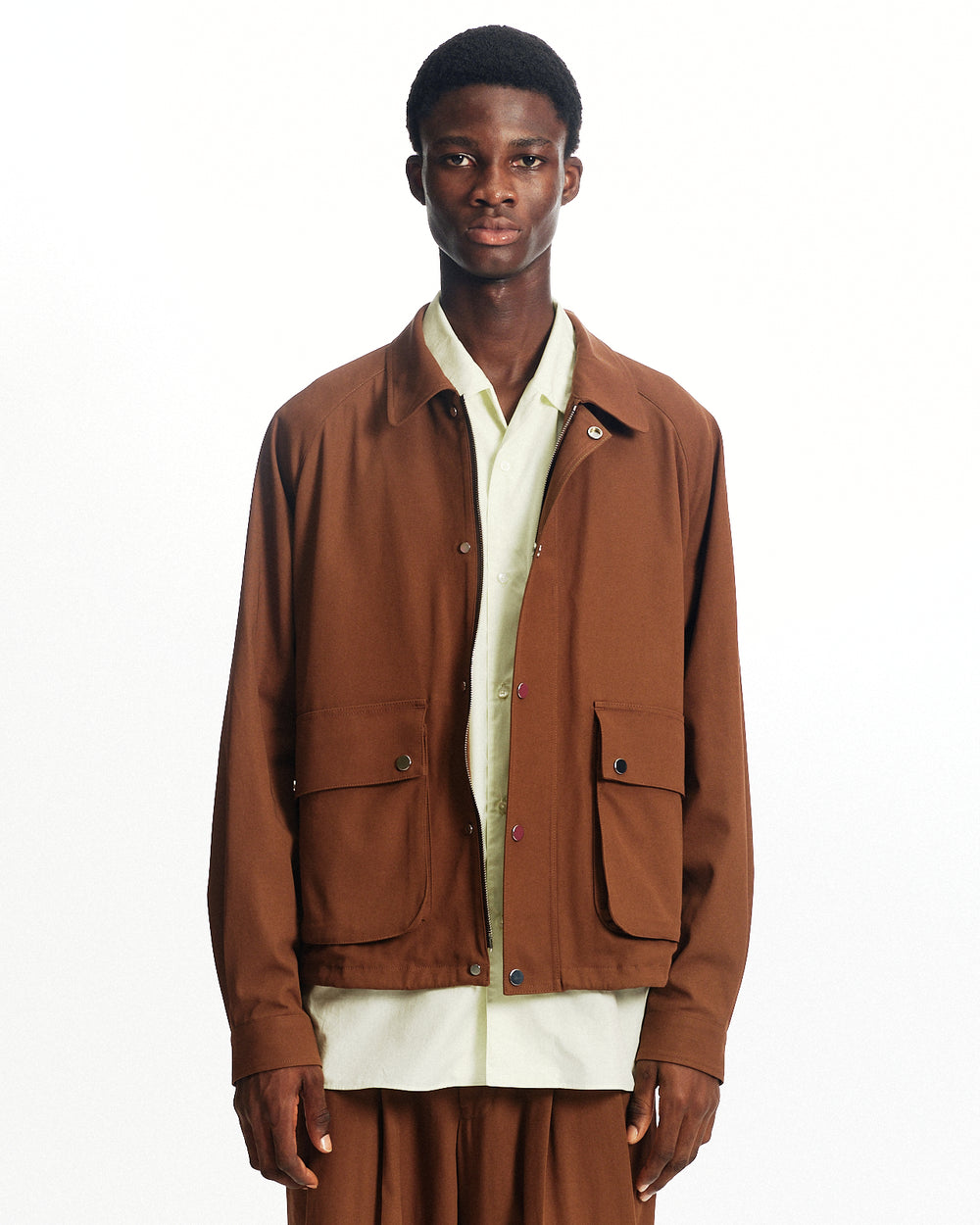 60/2オーガニック強燃ボイル3/2ツイル / ショートフィールドブルゾン, Burnt Umber