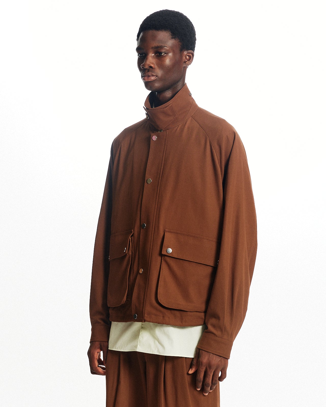 60/2オーガニック強燃ボイル3/2ツイル / ショートフィールドブルゾン, Burnt Umber