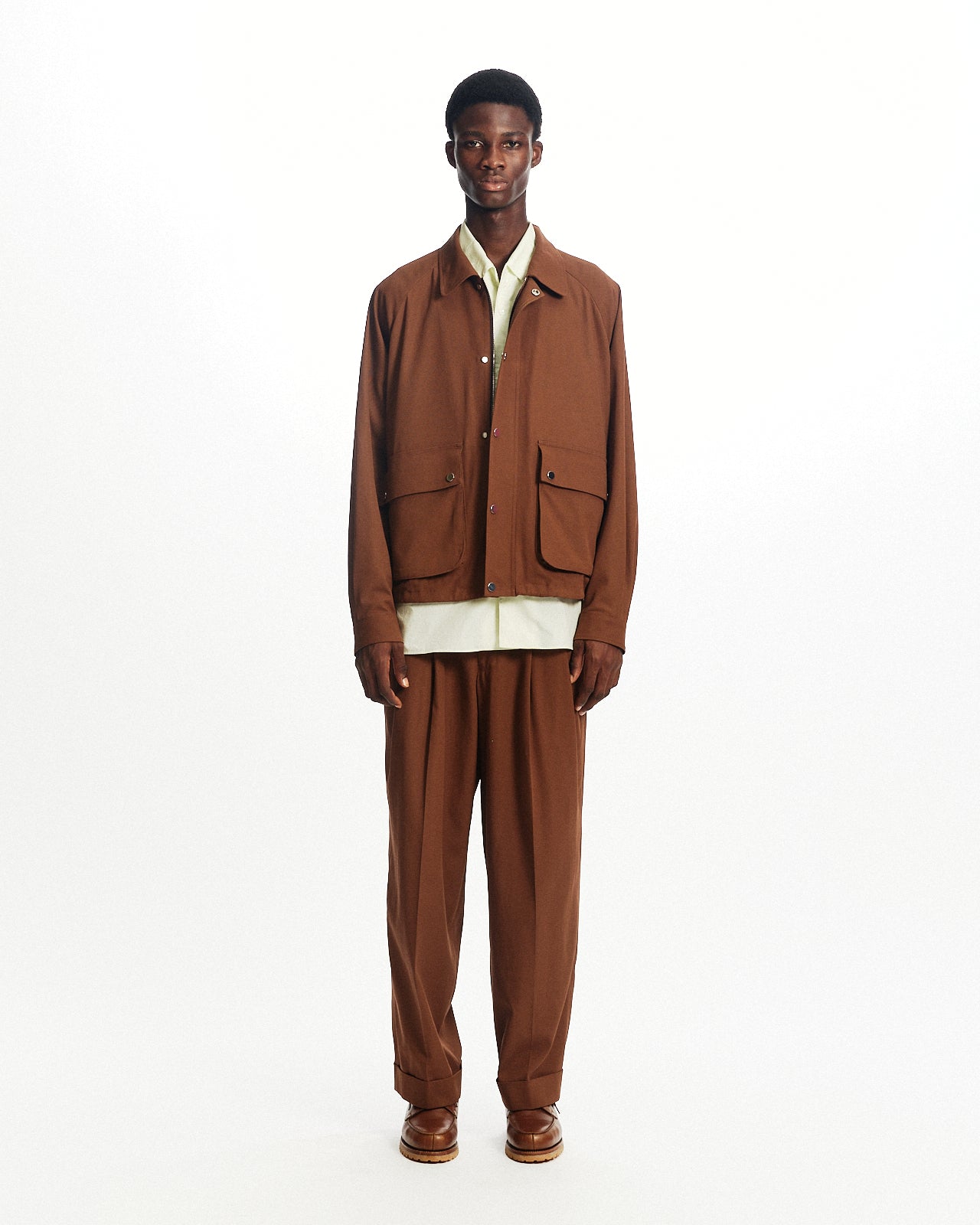 60/2オーガニック強燃ボイル3/2ツイル / ショートフィールドブルゾン, Burnt Umber