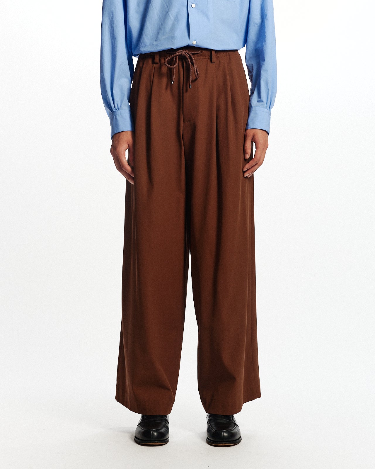 60/2オーガニック強燃ボイル3/2ツイル / トリプルプリーテッドイージートラウザーズ, Burnt Umber