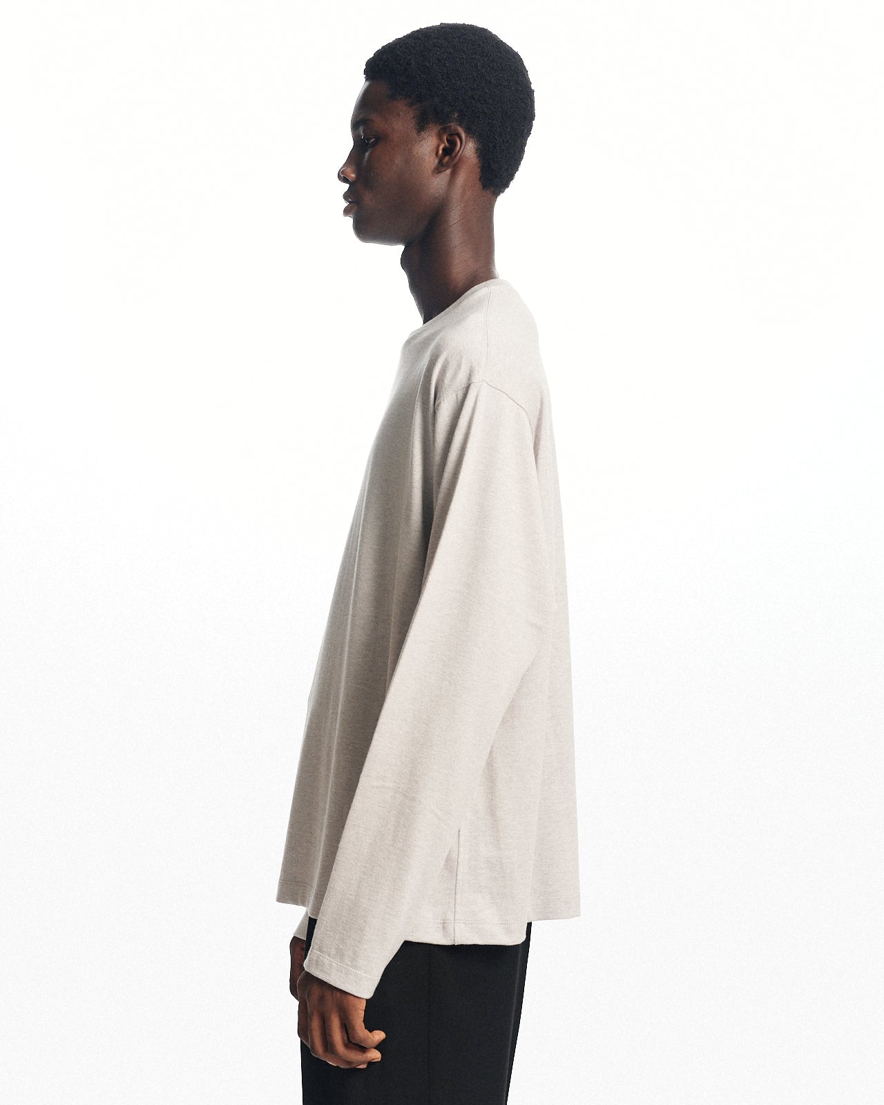 コットン×シルク×カシミヤ吊り天竺 / リラックスフィットTee L/S, Sand