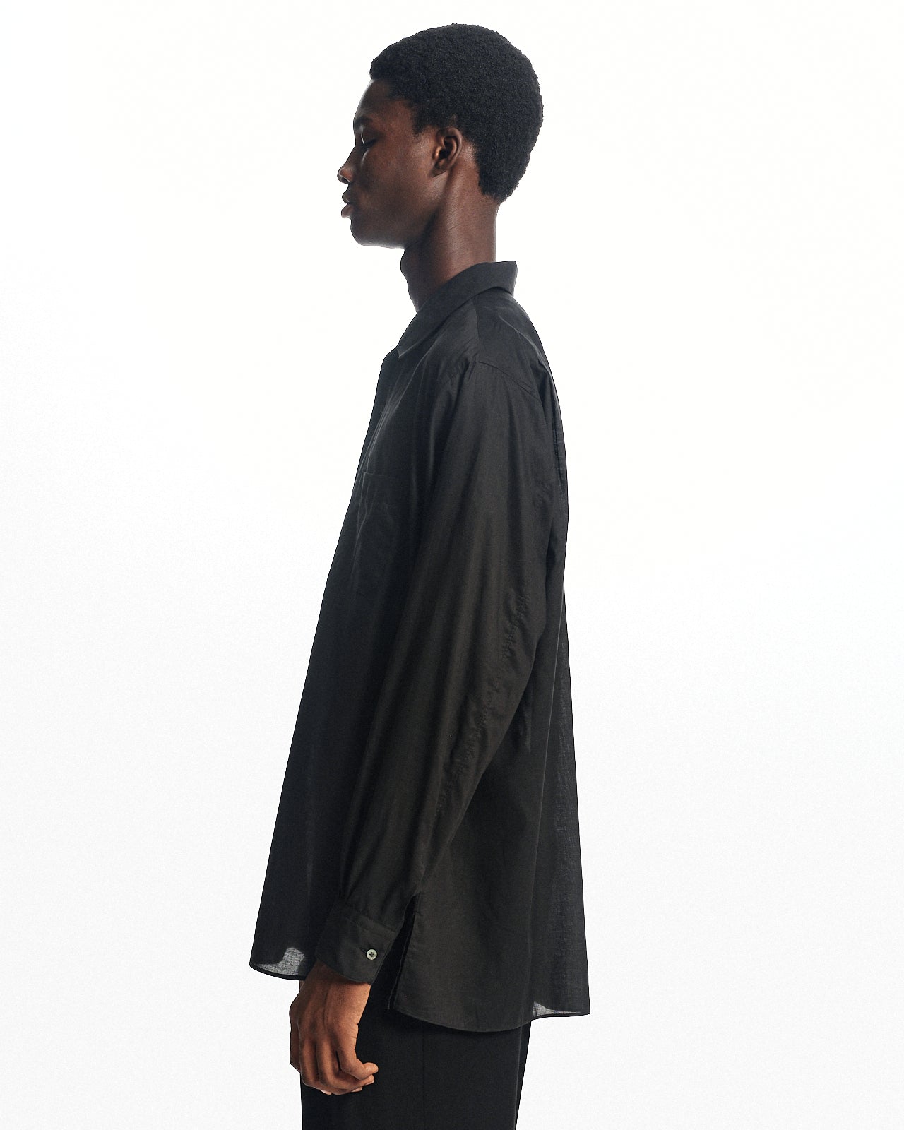 オーガニックGIZA90/1ローン / イタリアンオープンカラーシャツ, Black