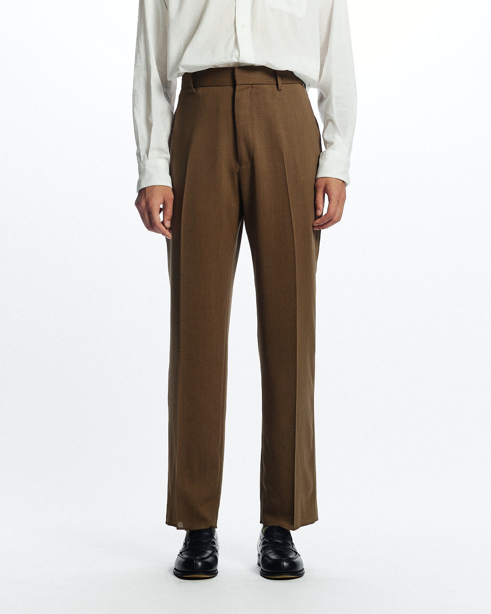 オーガニックウールライトサージ / フラットテーパードトラウザーズ, Greige