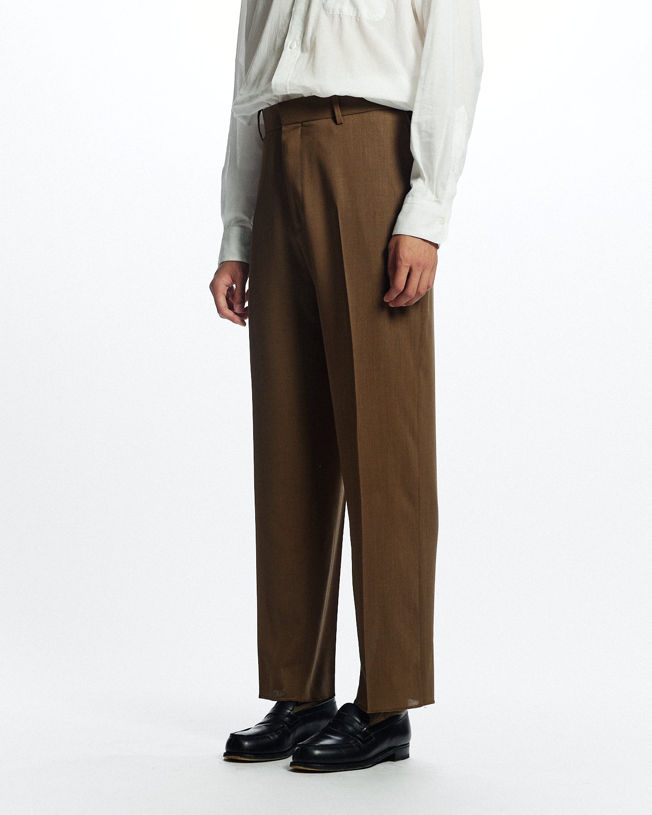 オーガニックウールライトサージ / フラットテーパードトラウザーズ, Greige