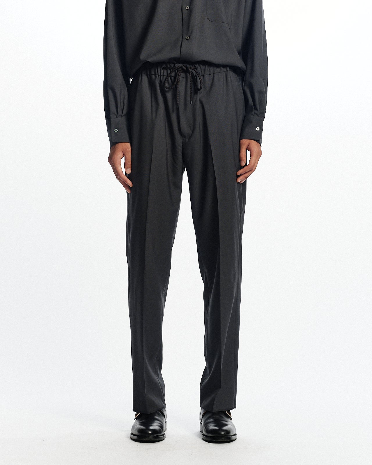 オーガニックウール2/80トロピカル / フラットテーパードイージートラウザーズ, Charcoal