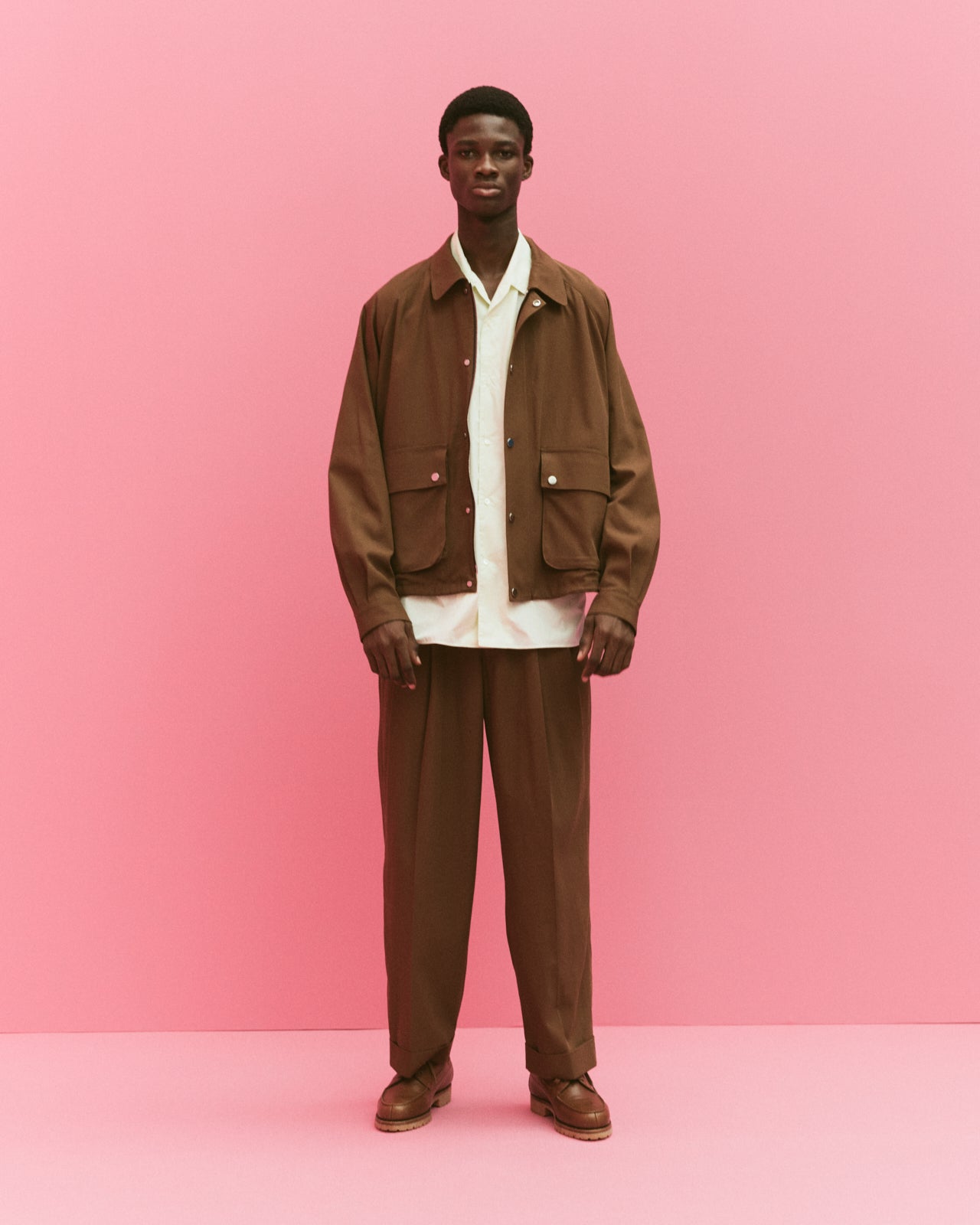 60/2オーガニック強燃ボイル3/2ツイル / ダブルプリーテッドセミイージートラウザーズ, Burnt Umber