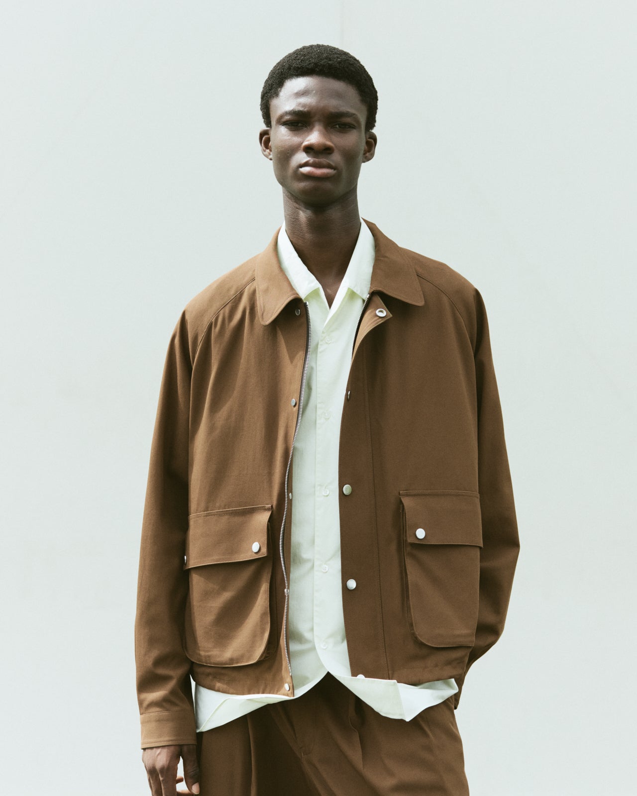 60/2オーガニック強燃ボイル3/2ツイル / ショートフィールドブルゾン, Burnt Umber